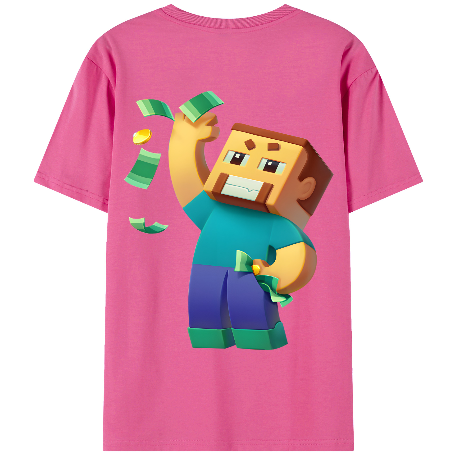 （画像用） マインクラフト ブロックの世界 Minecraft MC Block world レディース半袖Tシャツ(バックプリント)