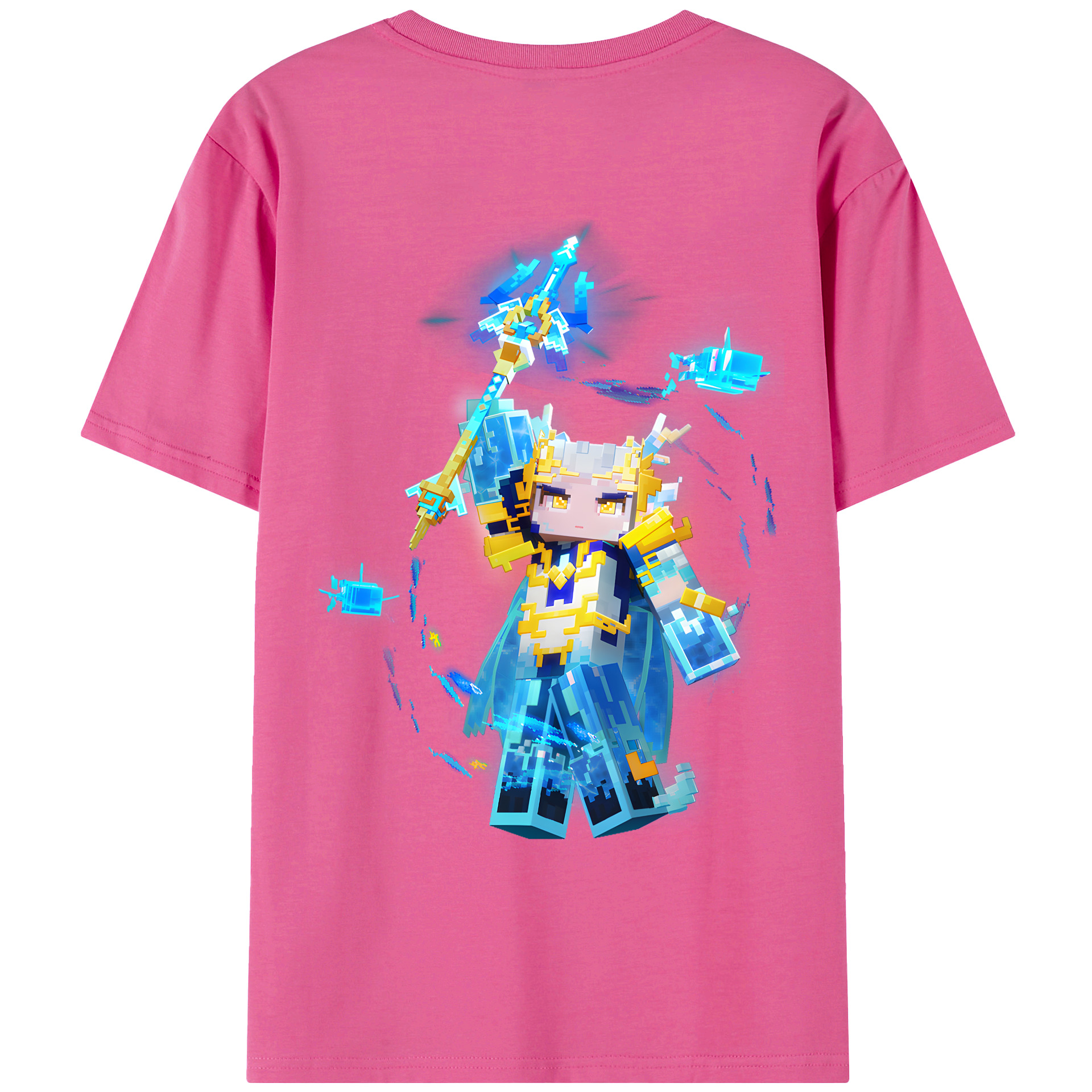 （画像用） マインクラフト ブロックの世界 Minecraft MC Block world レディース半袖Tシャツ(バックプリント)