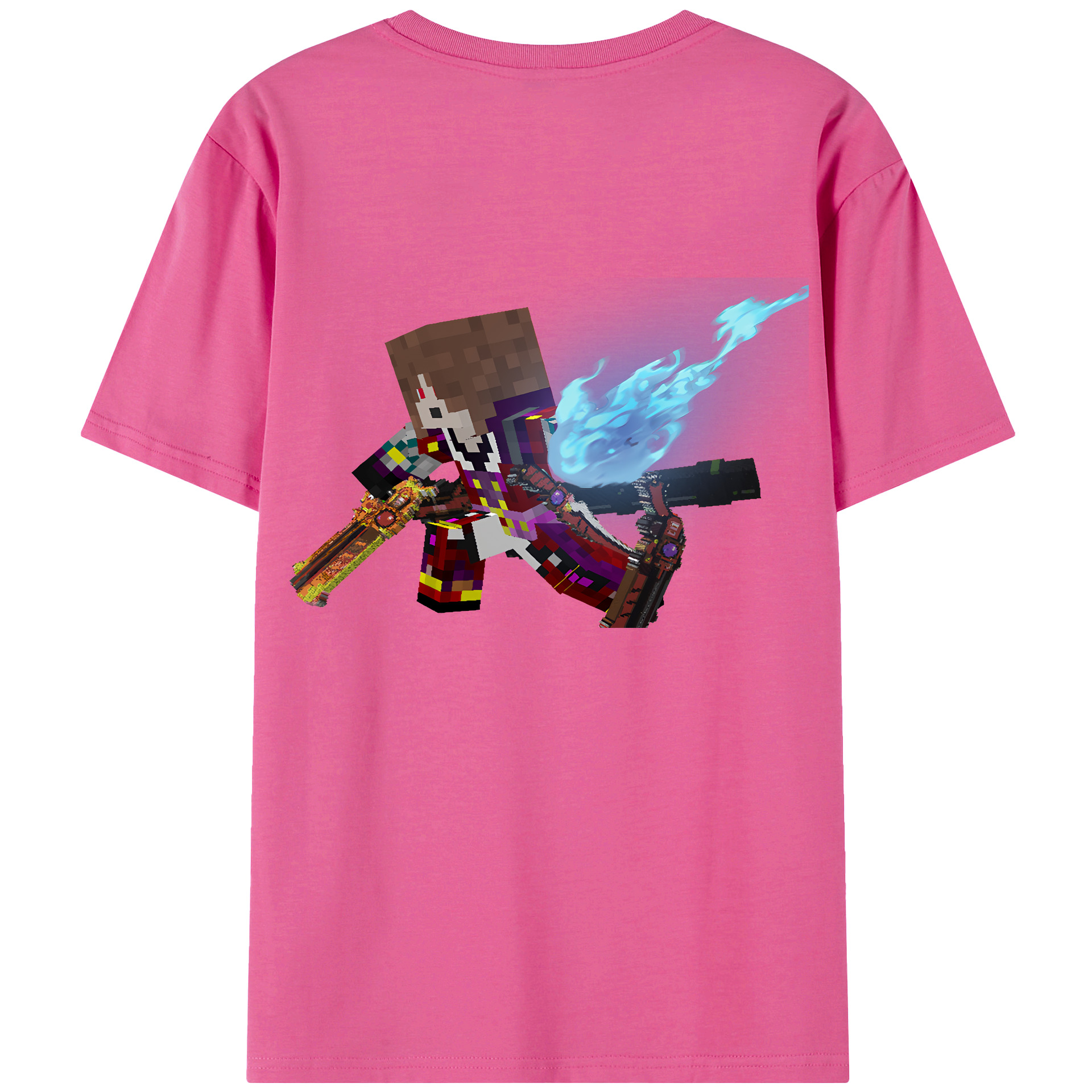 （画像用） マインクラフト ブロックの世界 Minecraft MC Block world レディース半袖Tシャツ(バックプリント)