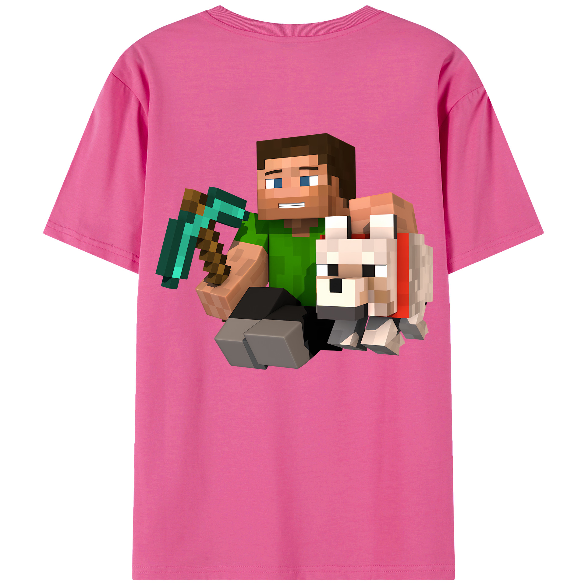 （画像用） マインクラフト ブロックの世界 Minecraft MC Block world レディース半袖Tシャツ(バックプリント)