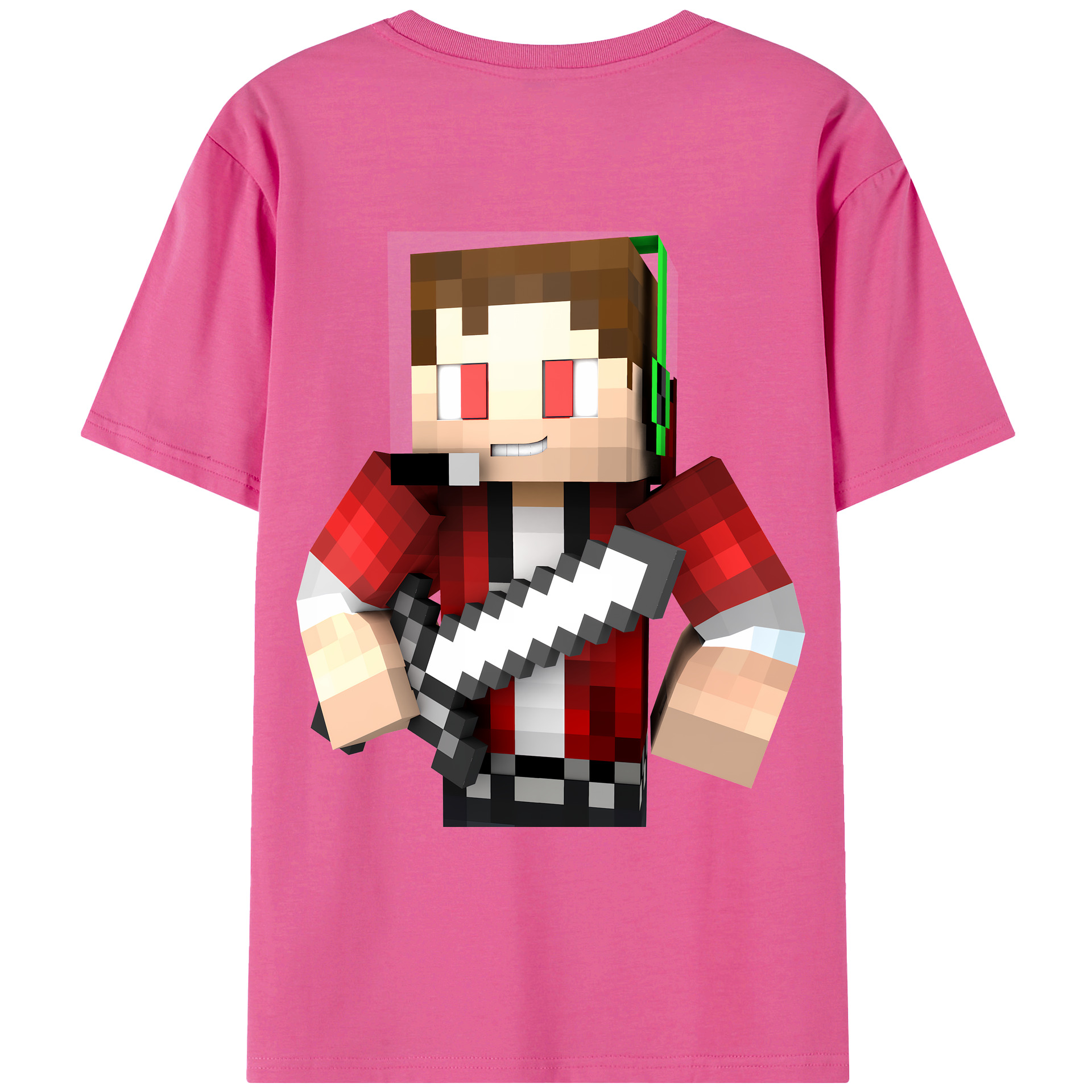 （画像用） マインクラフト ブロックの世界 Minecraft MC Block world レディース半袖Tシャツ(バックプリント)