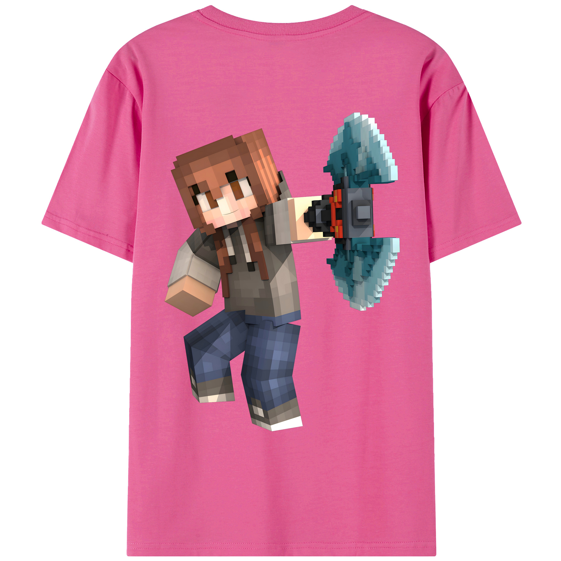 （画像用） マインクラフト ブロックの世界 Minecraft MC Block world レディース半袖Tシャツ(バックプリント)
