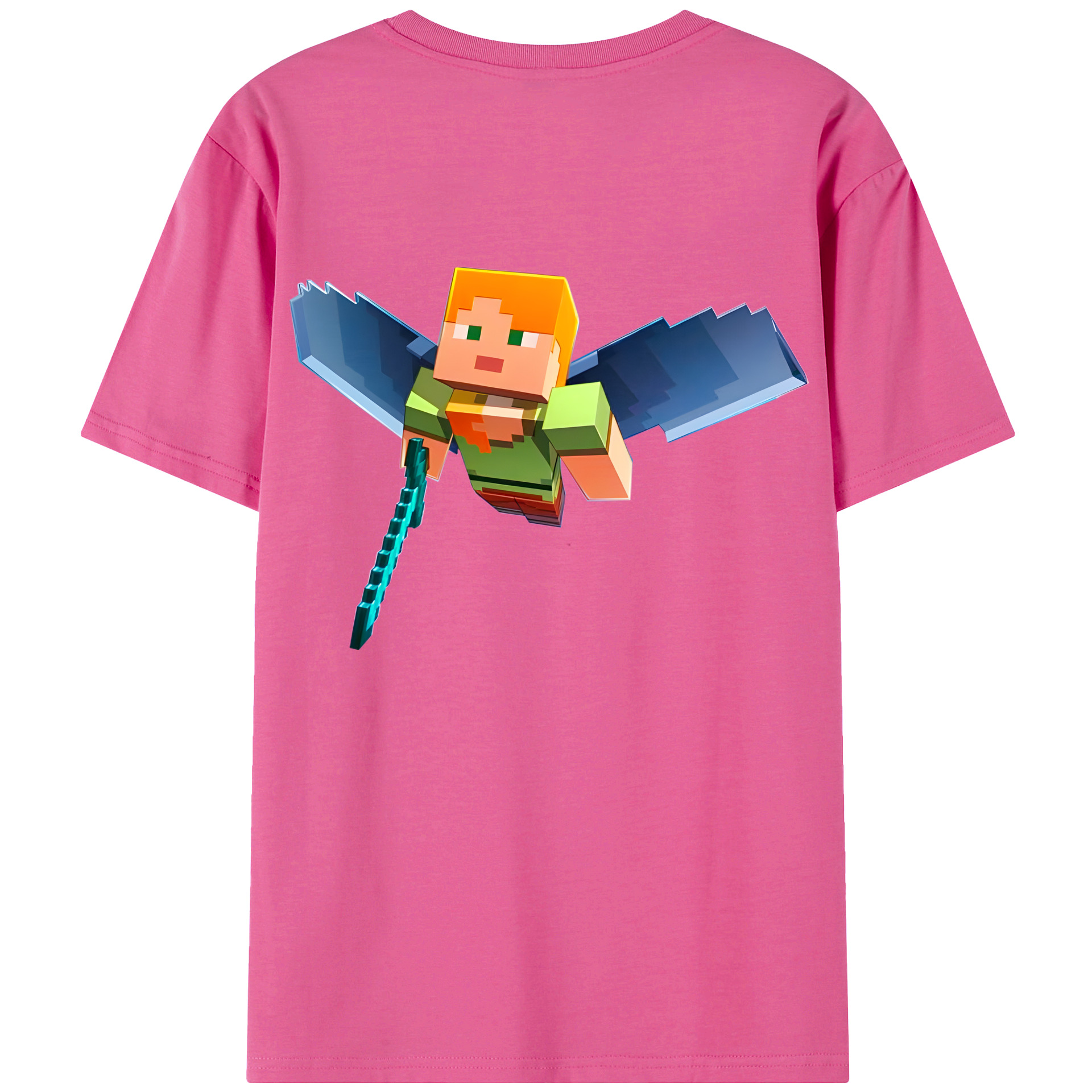 （画像用） マインクラフト ブロックの世界 Minecraft MC Block world レディース半袖Tシャツ(バックプリント)