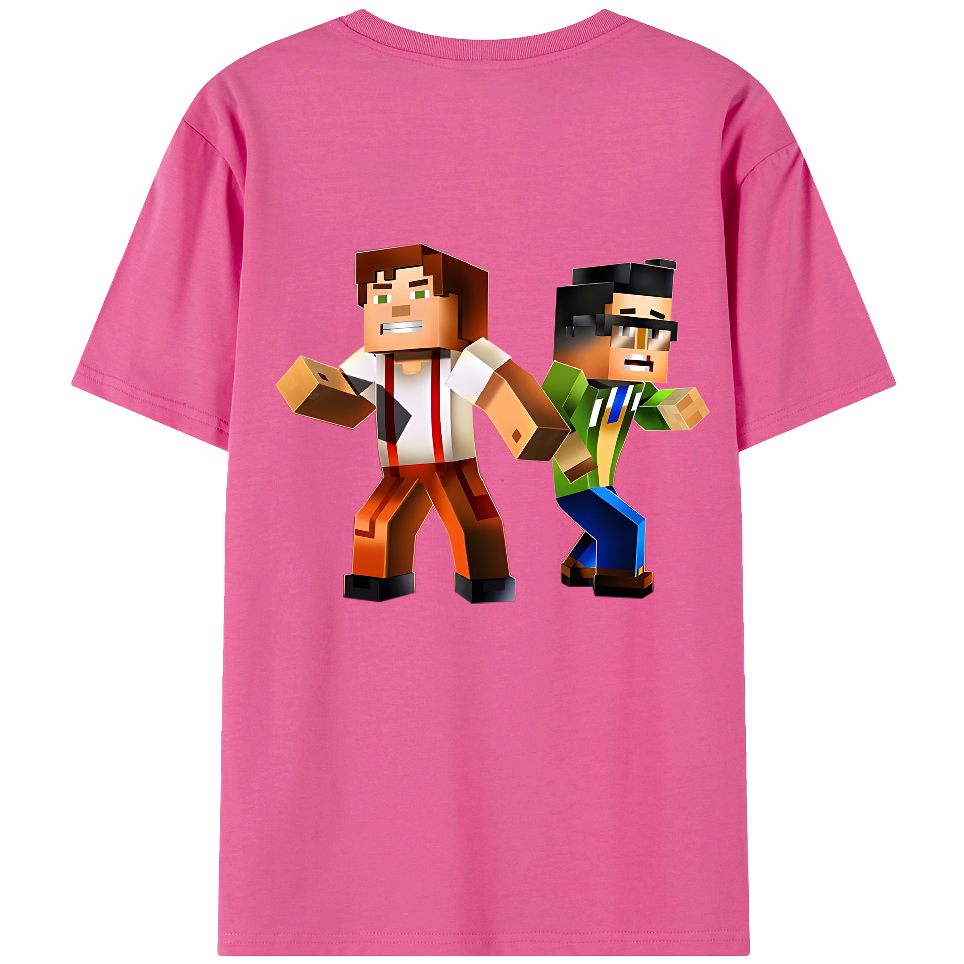 （画像用） マインクラフト ブロックの世界 Minecraft MC Block world レディース半袖Tシャツ(バックプリント)