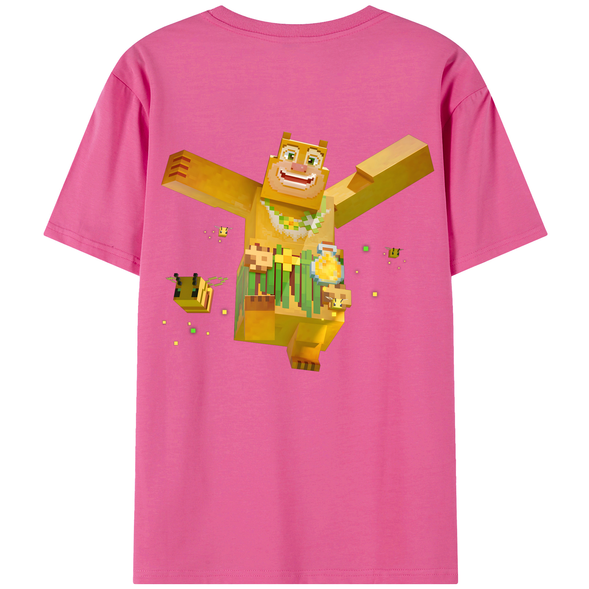 （画像用） マインクラフト ブロックの世界 Minecraft MC Block world レディース半袖Tシャツ(バックプリント)