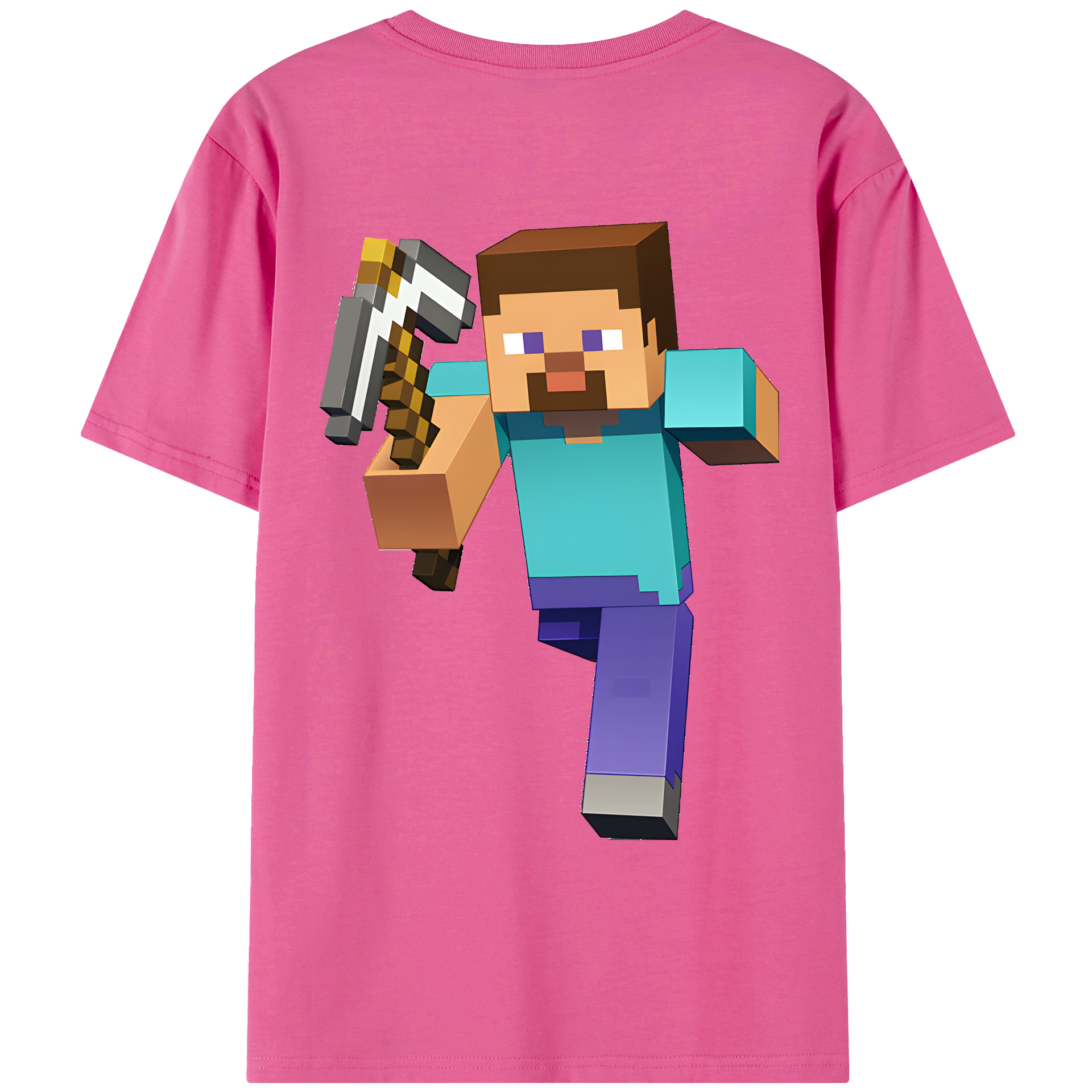 （画像用） マインクラフト ブロックの世界 Minecraft MC Block world レディース半袖Tシャツ(バックプリント)