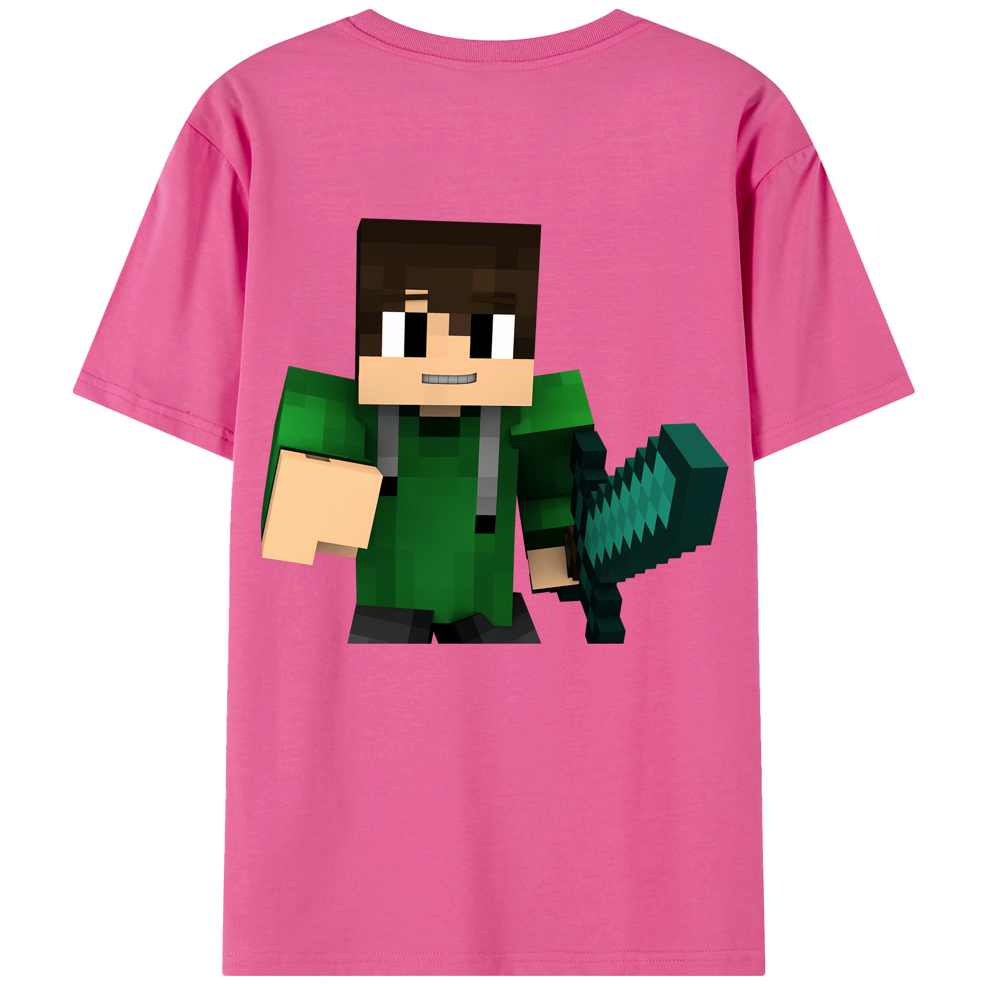 （画像用） マインクラフト ブロックの世界 Minecraft MC Block world レディース半袖Tシャツ(バックプリント)