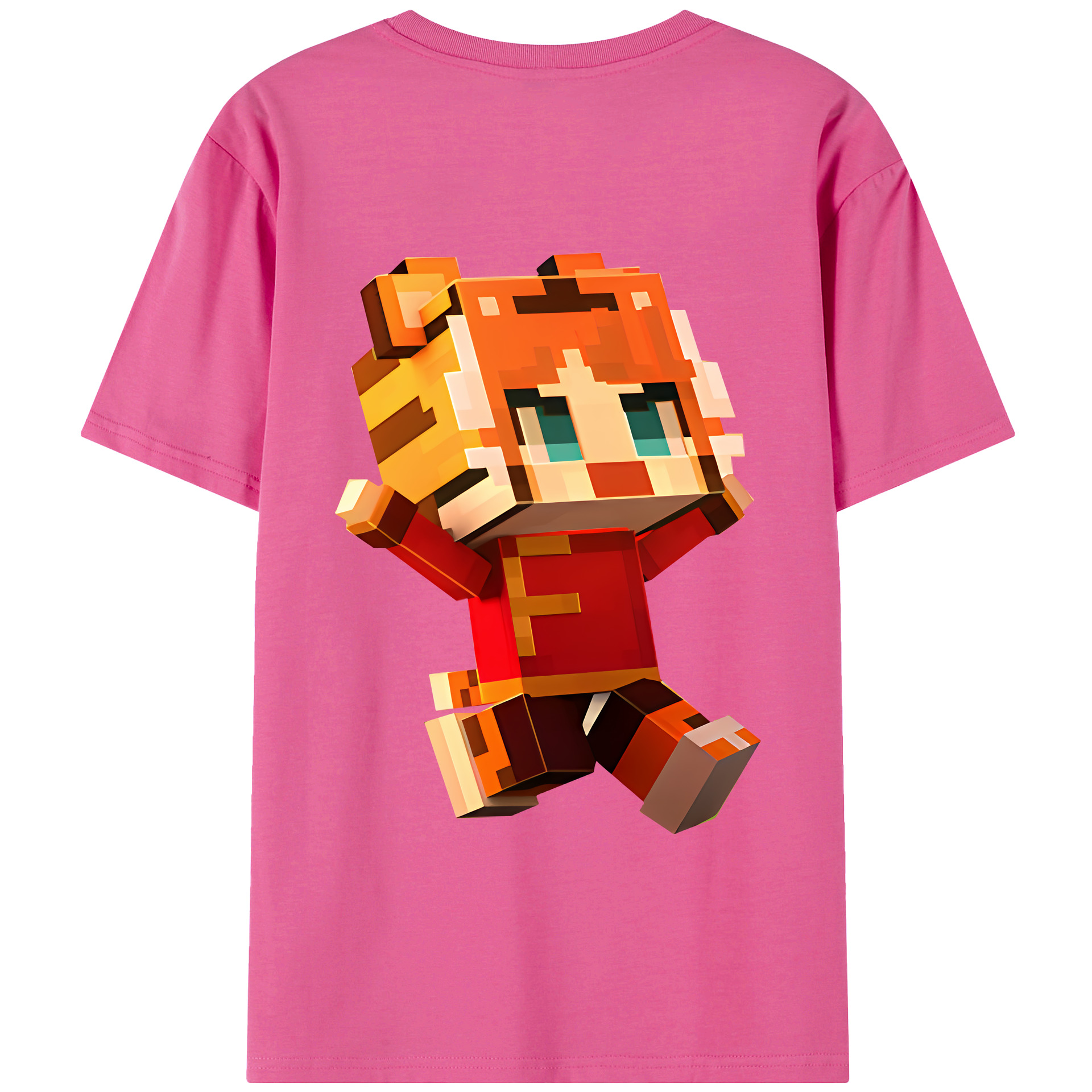 （画像用） マインクラフト ブロックの世界 Minecraft MC Block world レディース半袖Tシャツ(バックプリント)