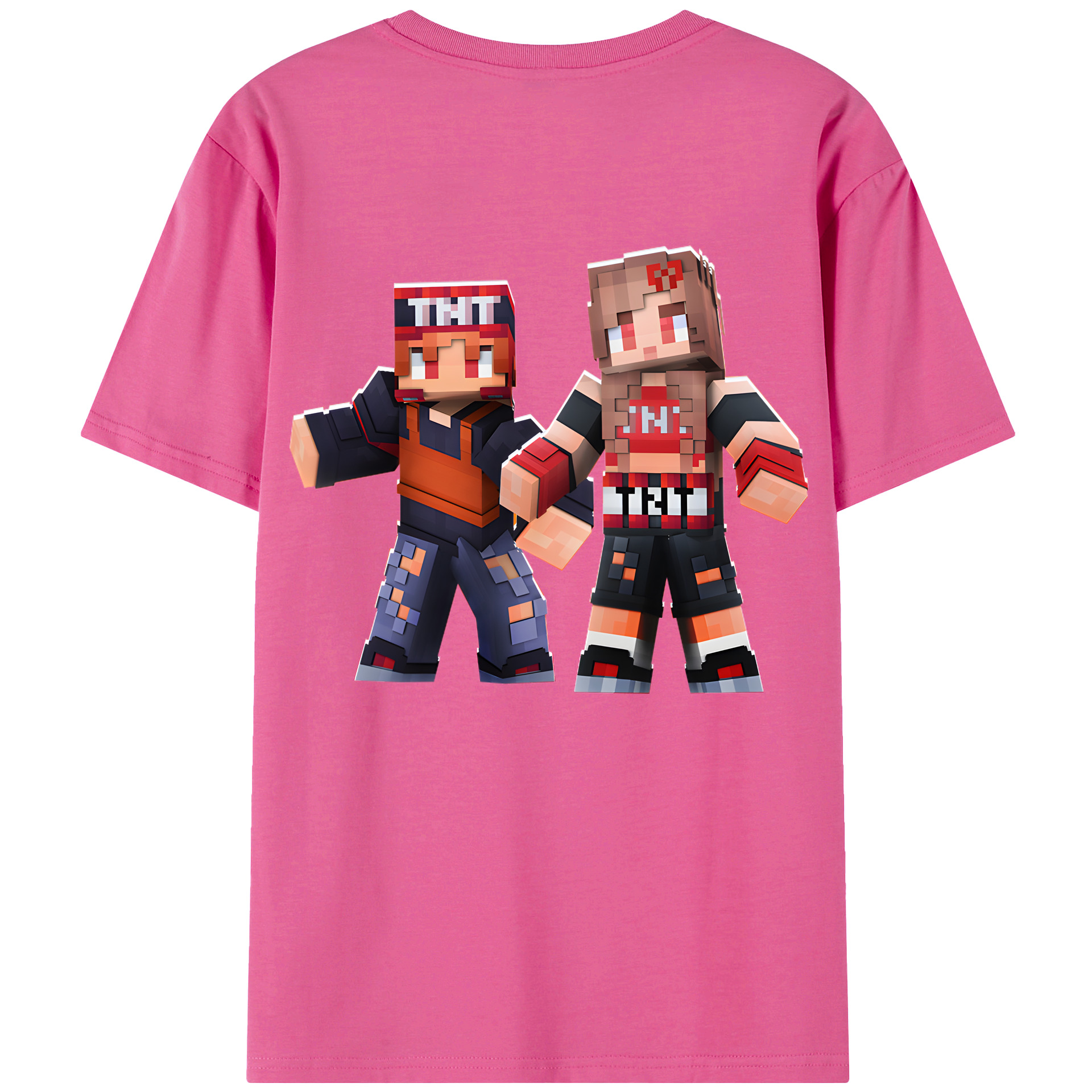 （画像用） マインクラフト ブロックの世界 Minecraft MC Block world レディース半袖Tシャツ(バックプリント)