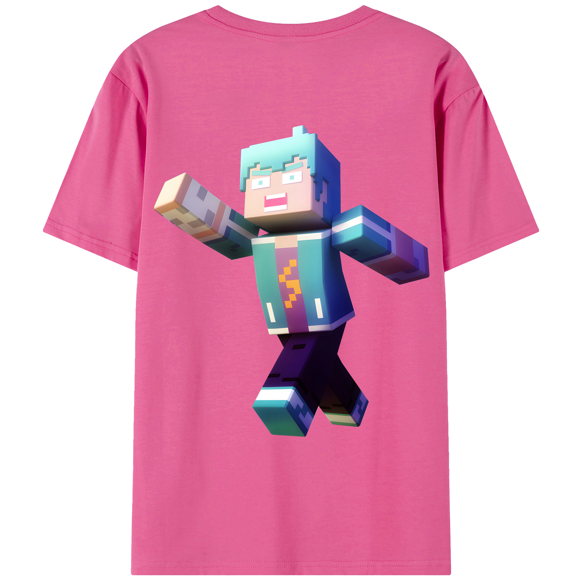（画像用） マインクラフト ブロックの世界 Minecraft MC Block world レディース半袖Tシャツ(バックプリント)