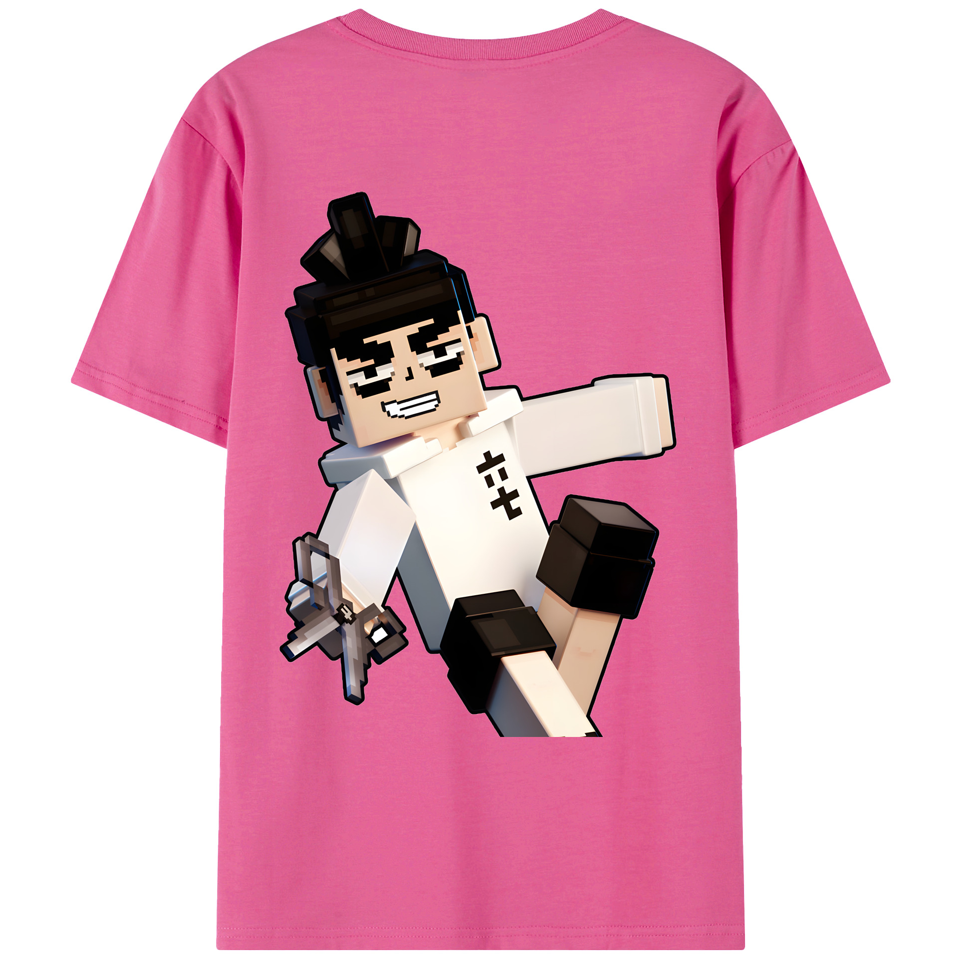 （画像用） マインクラフト ブロックの世界 Minecraft MC Block world レディース半袖Tシャツ(バックプリント)