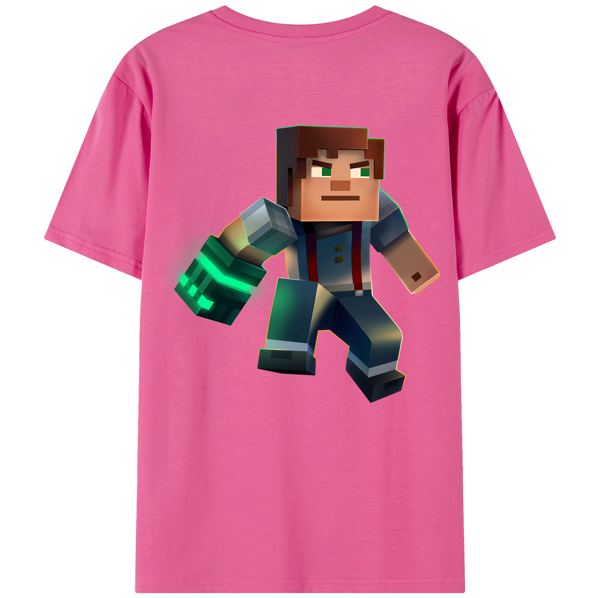 （画像用） マインクラフト ブロックの世界 Minecraft MC Block world レディース半袖Tシャツ(バックプリント)