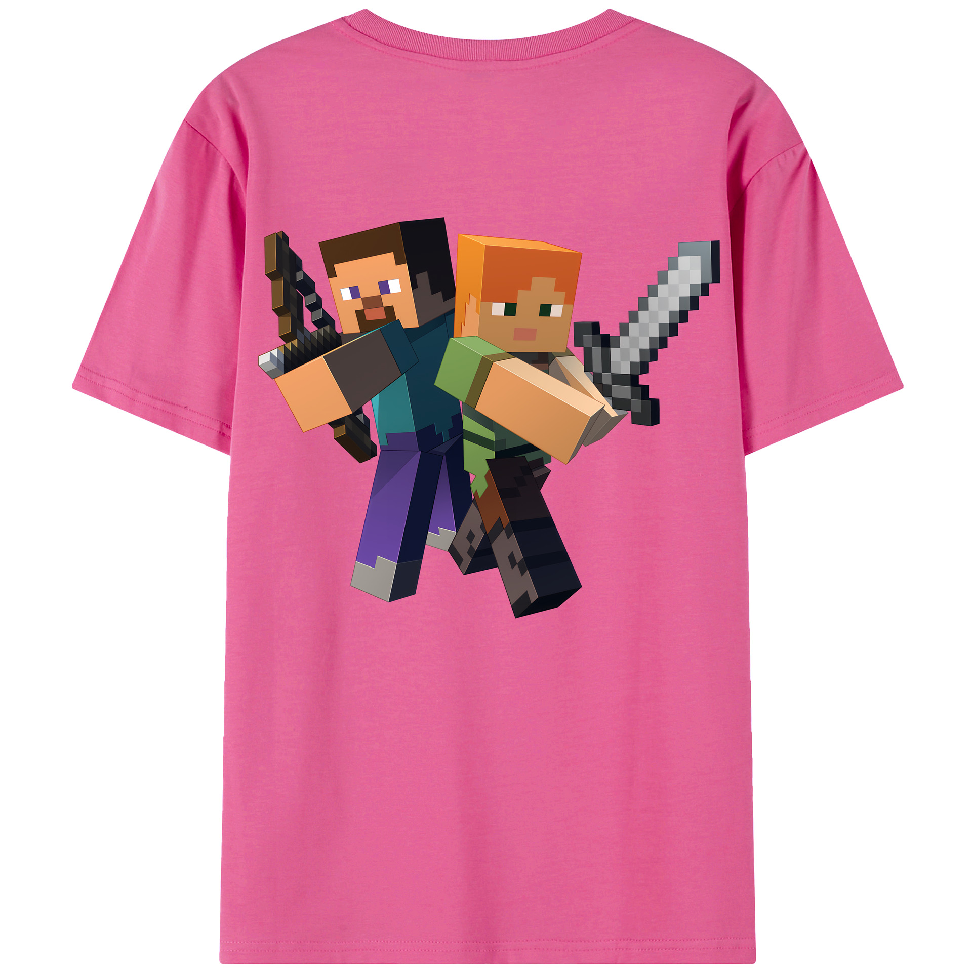 （画像用） マインクラフト ブロックの世界 Minecraft MC Block world レディース半袖Tシャツ(バックプリント)