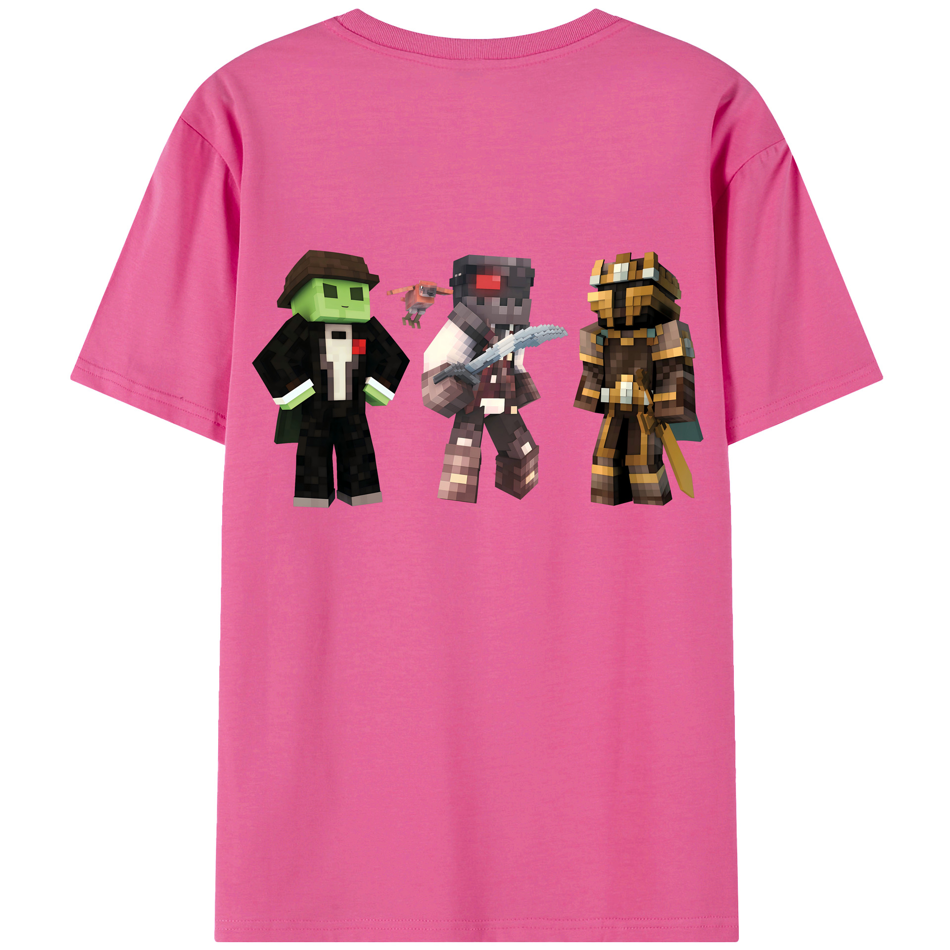 （画像用） マインクラフト ブロックの世界 Minecraft MC Block world レディース半袖Tシャツ(バックプリント)