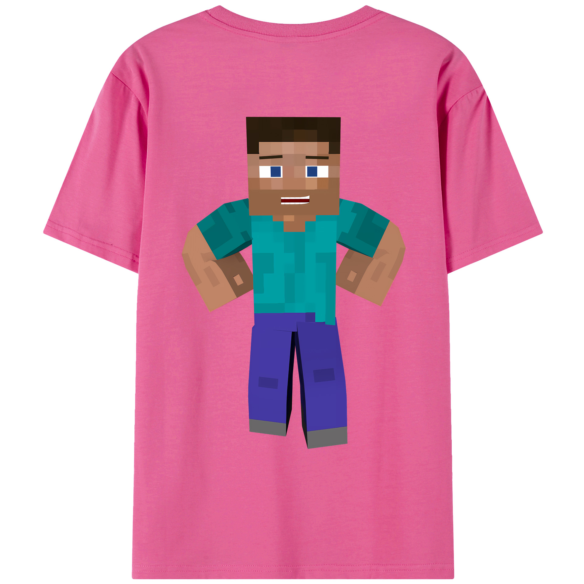 （画像用） マインクラフト ブロックの世界 Minecraft MC Block world レディース半袖Tシャツ(バックプリント)