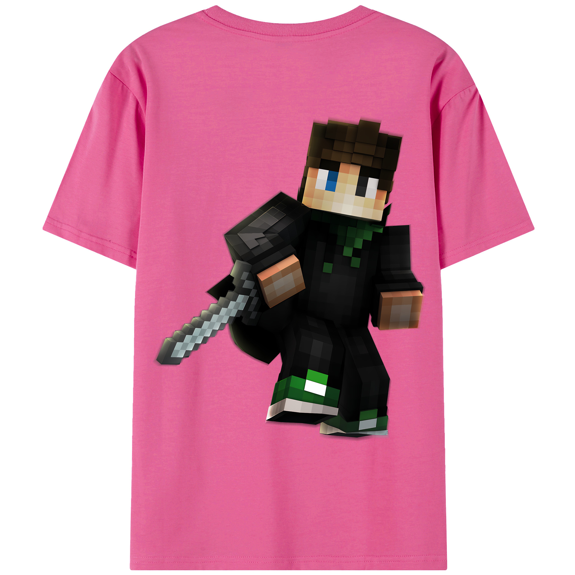 （画像用） マインクラフト ブロックの世界 Minecraft MC Block world レディース半袖Tシャツ(バックプリント)