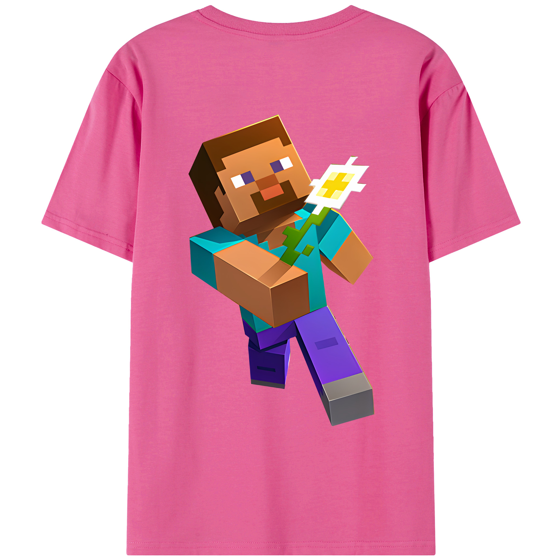（画像用） マインクラフト ブロックの世界 Minecraft MC Block world レディース半袖Tシャツ(バックプリント)