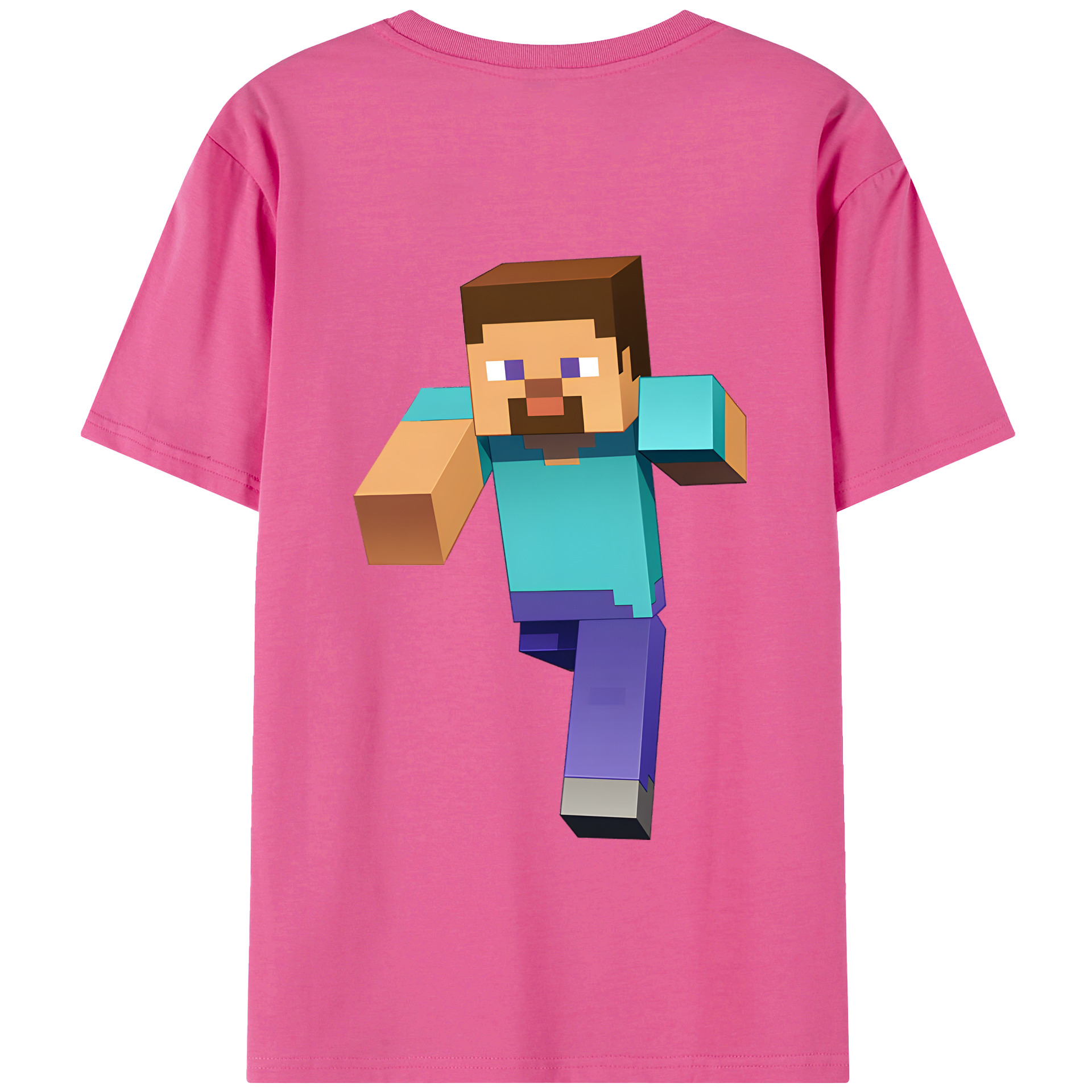 （画像用） マインクラフト ブロックの世界 Minecraft MC Block world レディース半袖Tシャツ(バックプリント)