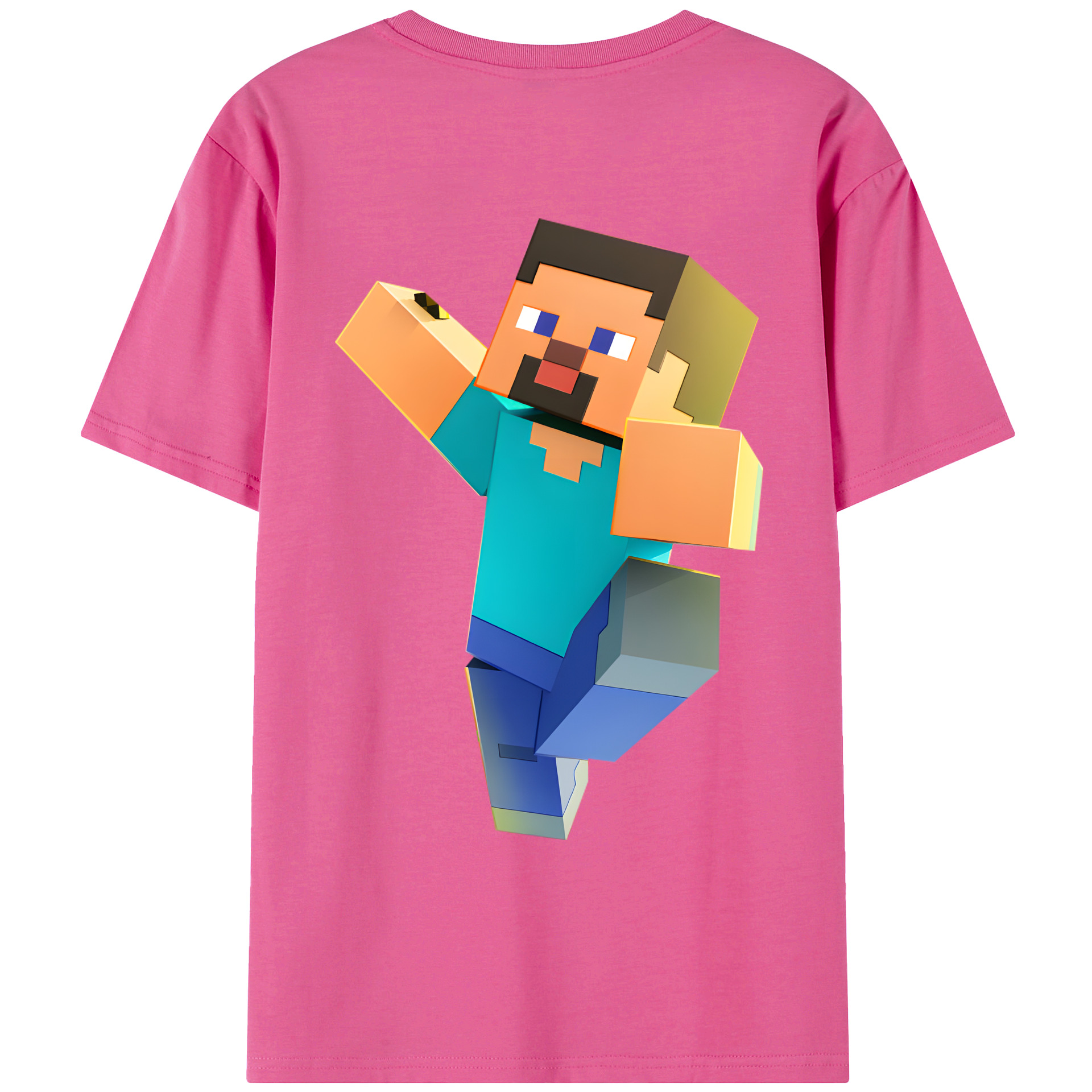 （画像用） マインクラフト ブロックの世界 Minecraft MC Block world レディース半袖Tシャツ(バックプリント)