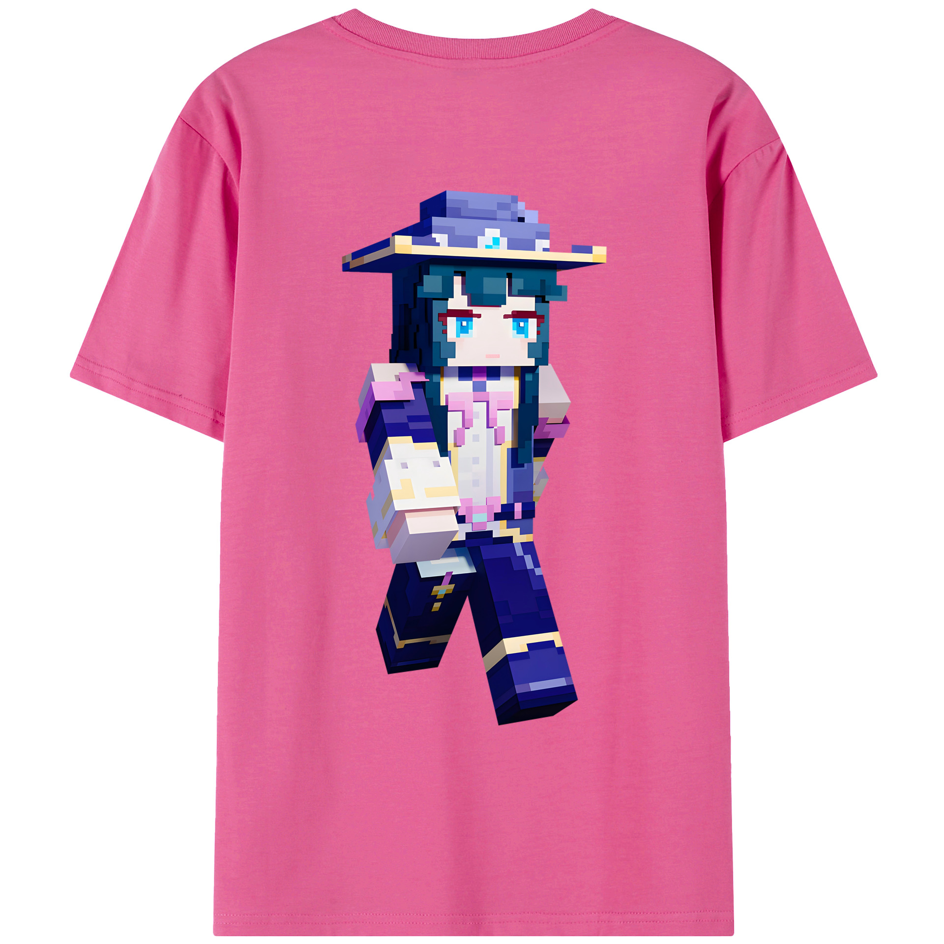（画像用） マインクラフト ブロックの世界 Minecraft MC Block world レディース半袖Tシャツ(バックプリント)