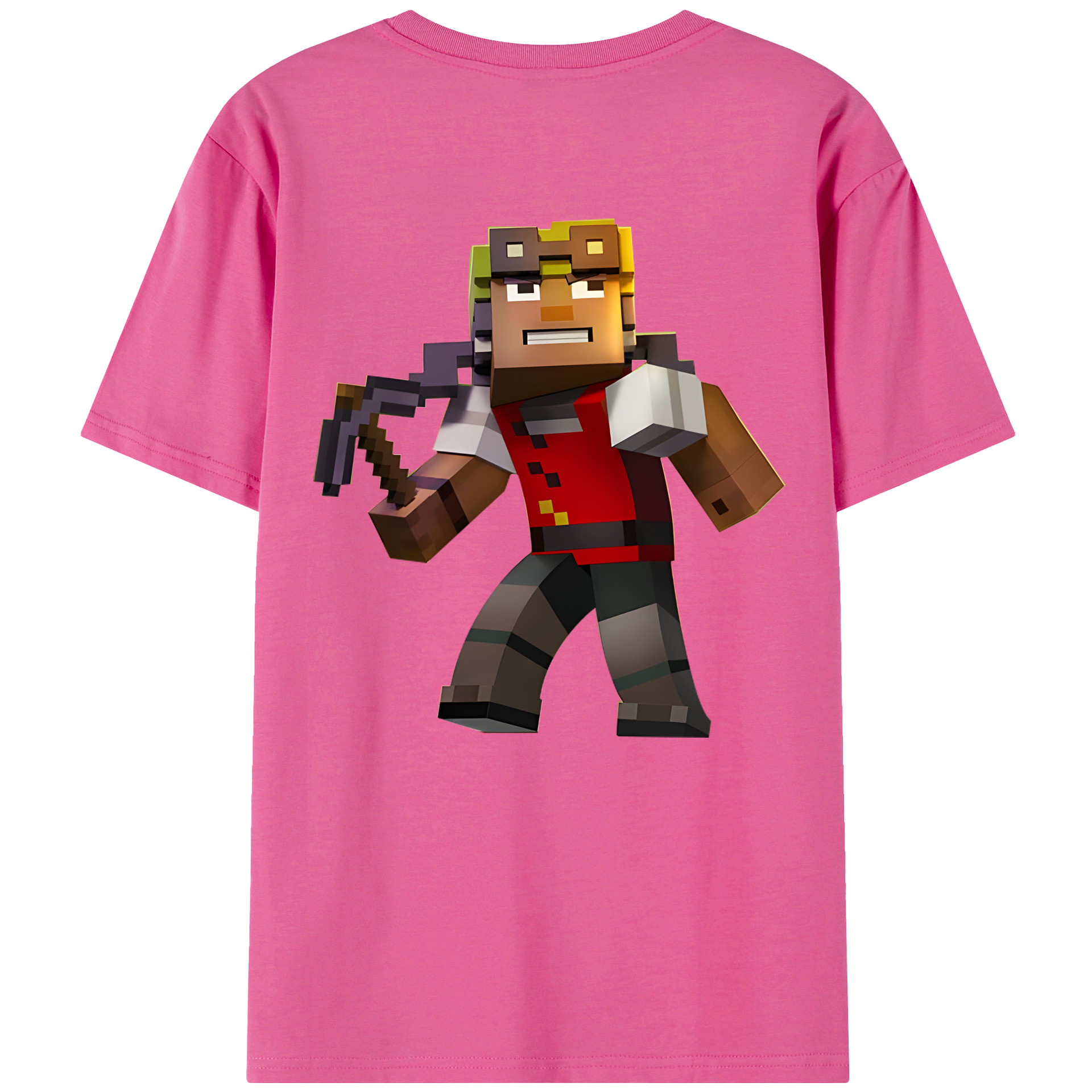 （画像用） マインクラフト ブロックの世界 Minecraft MC Block world レディース半袖Tシャツ(バックプリント)