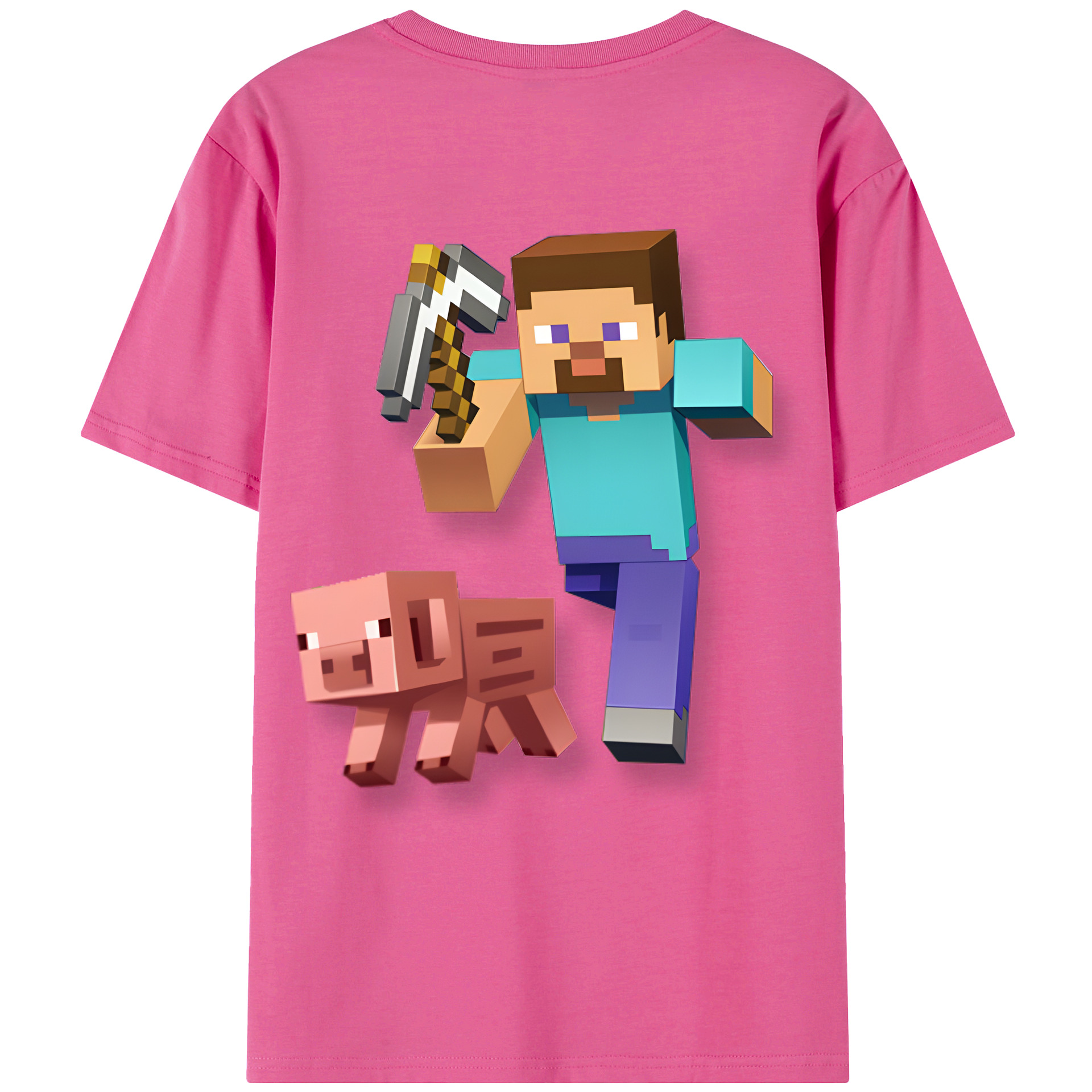 （画像用） マインクラフト ブロックの世界 Minecraft MC Block world レディース半袖Tシャツ(バックプリント)