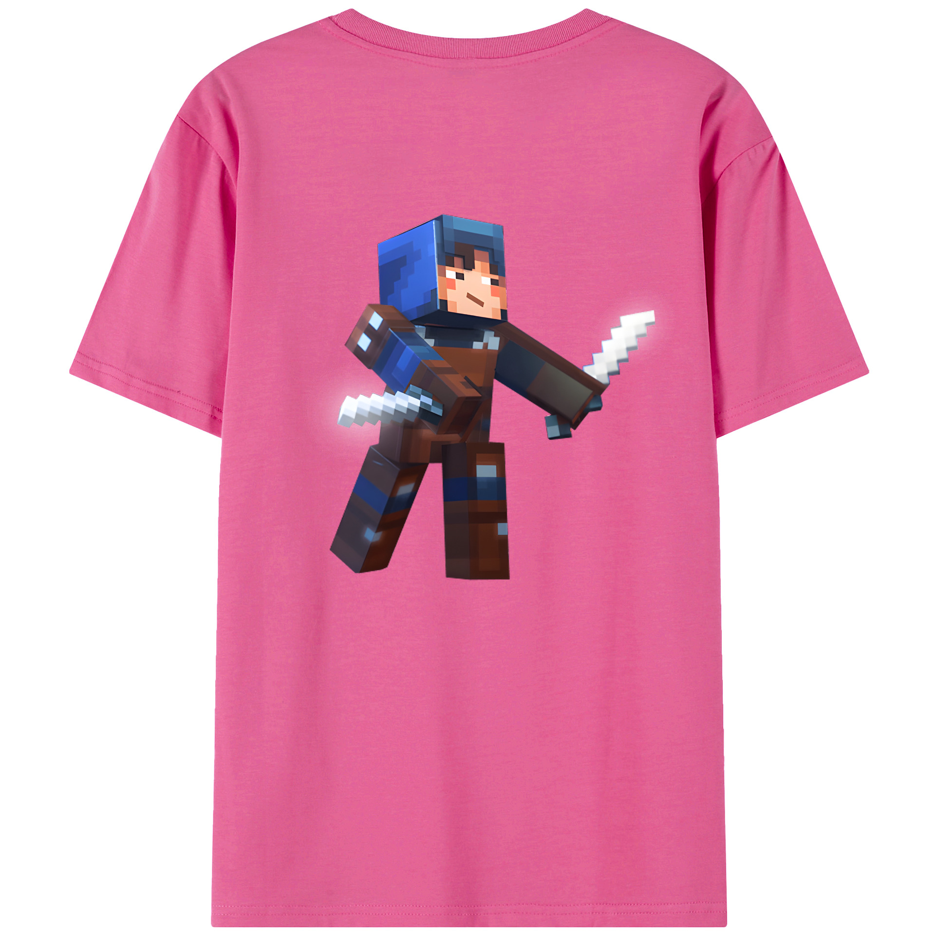 （画像用） マインクラフト ブロックの世界 Minecraft MC Block world レディース半袖Tシャツ(バックプリント)