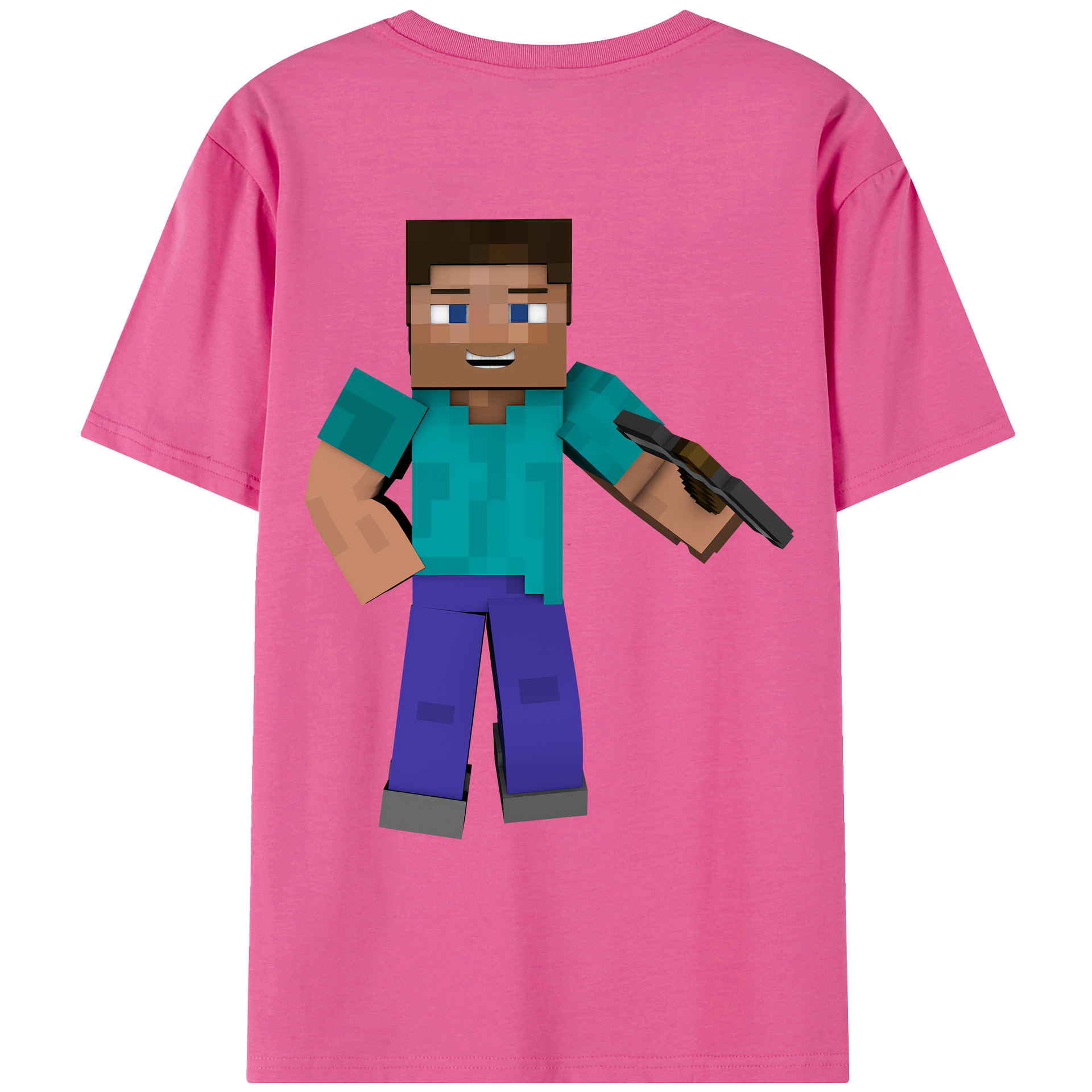 （画像用） マインクラフト ブロックの世界 Minecraft MC Block world レディース半袖Tシャツ(バックプリント)