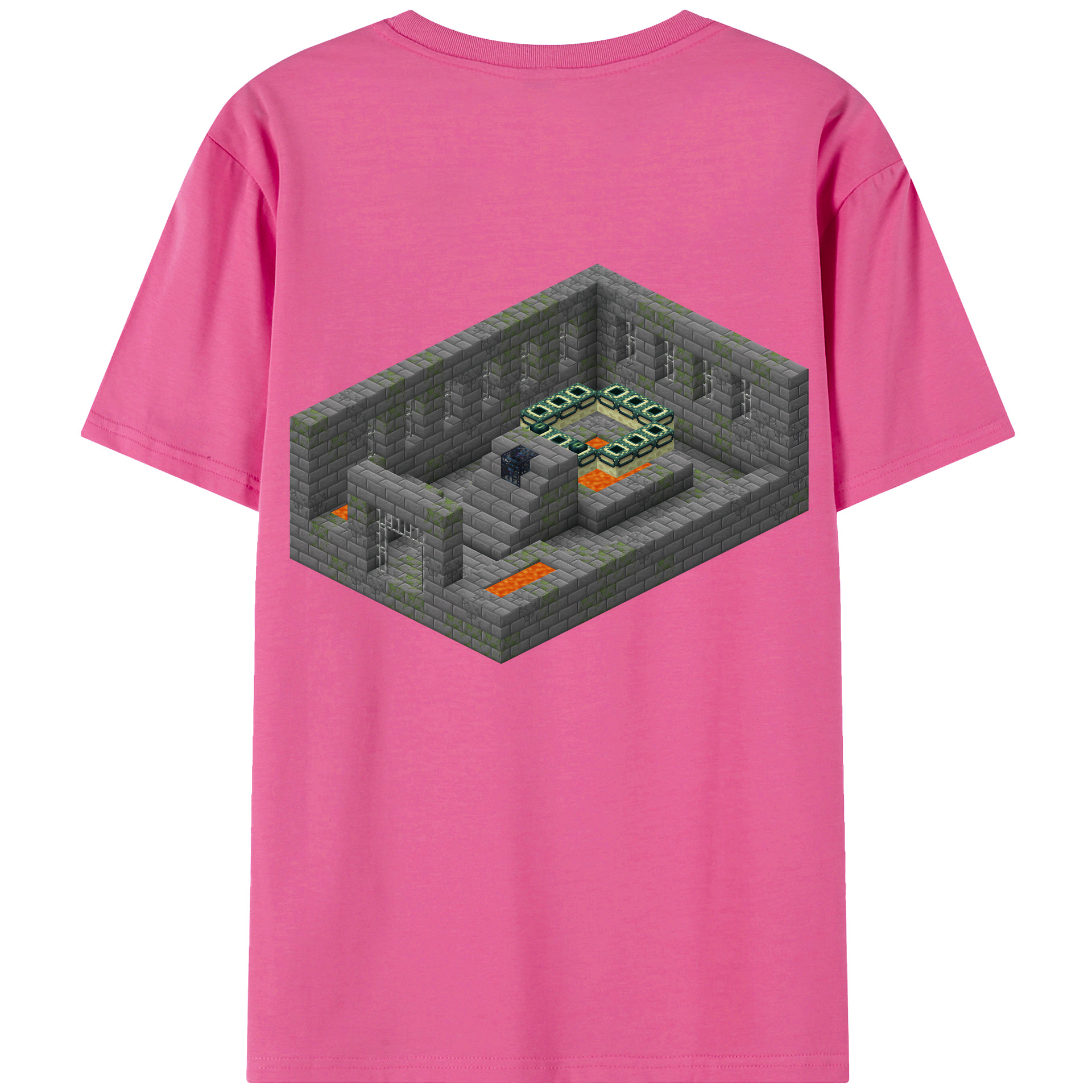 （画像用） マインクラフト ブロックの世界 Minecraft MC Block world レディース半袖Tシャツ(バックプリント)
