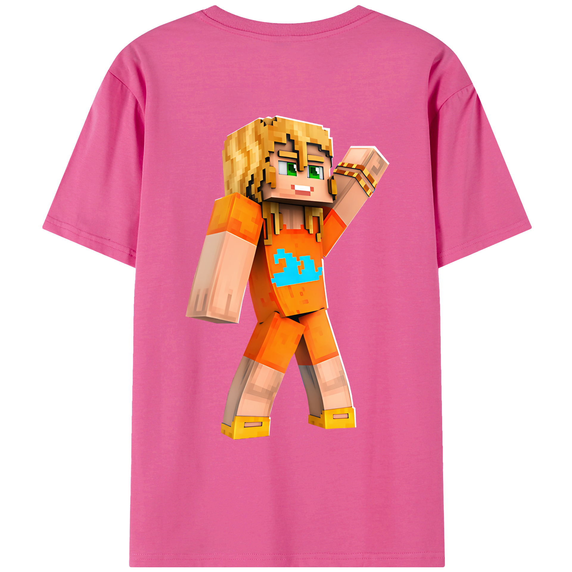 （画像用） マインクラフト ブロックの世界 Minecraft MC Block world レディース半袖Tシャツ(バックプリント)