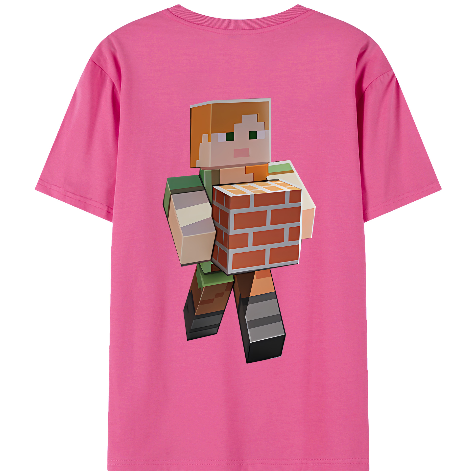 （画像用） マインクラフト ブロックの世界 Minecraft MC Block world レディース半袖Tシャツ(バックプリント)