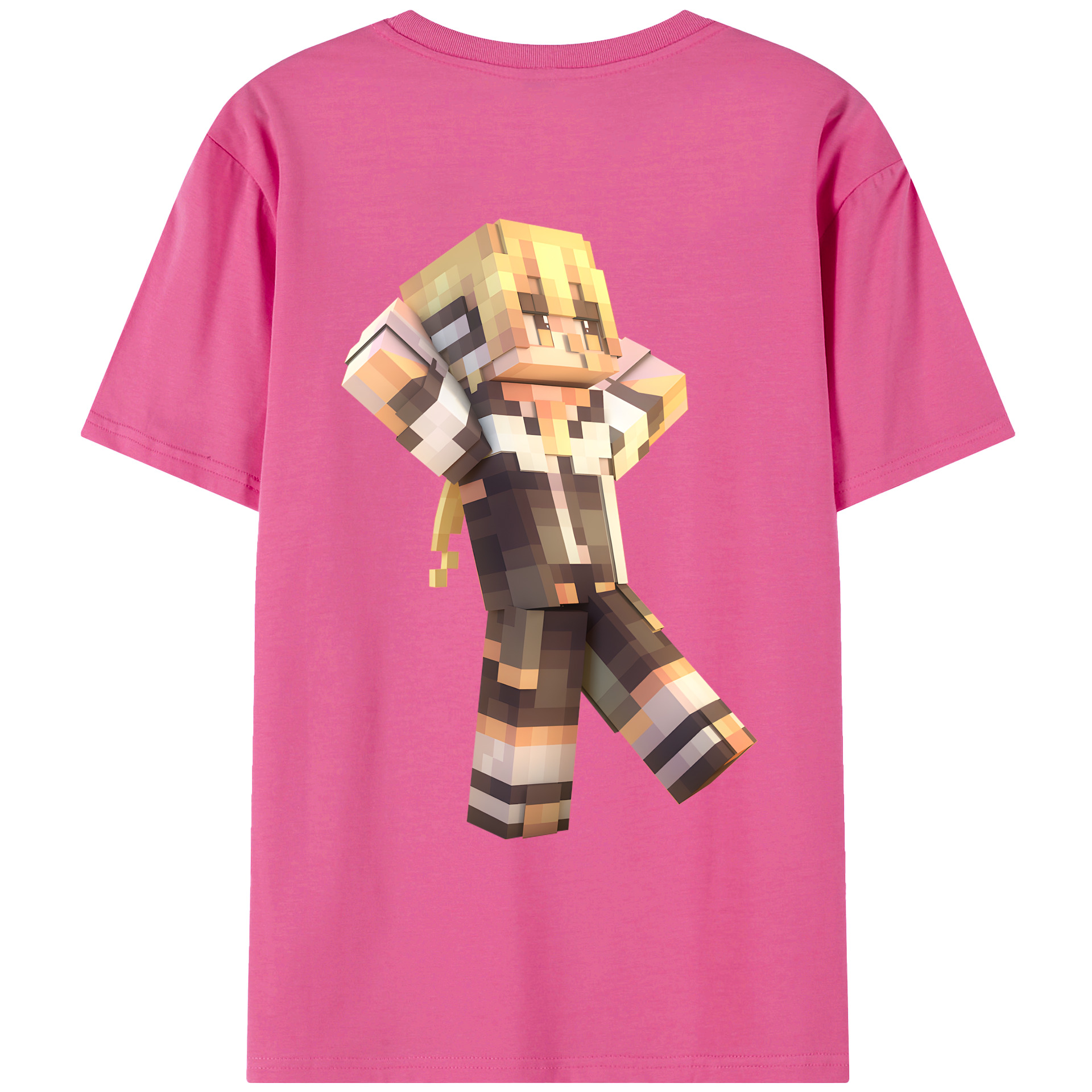 （画像用） マインクラフト ブロックの世界 Minecraft MC Block world レディース半袖Tシャツ(バックプリント)