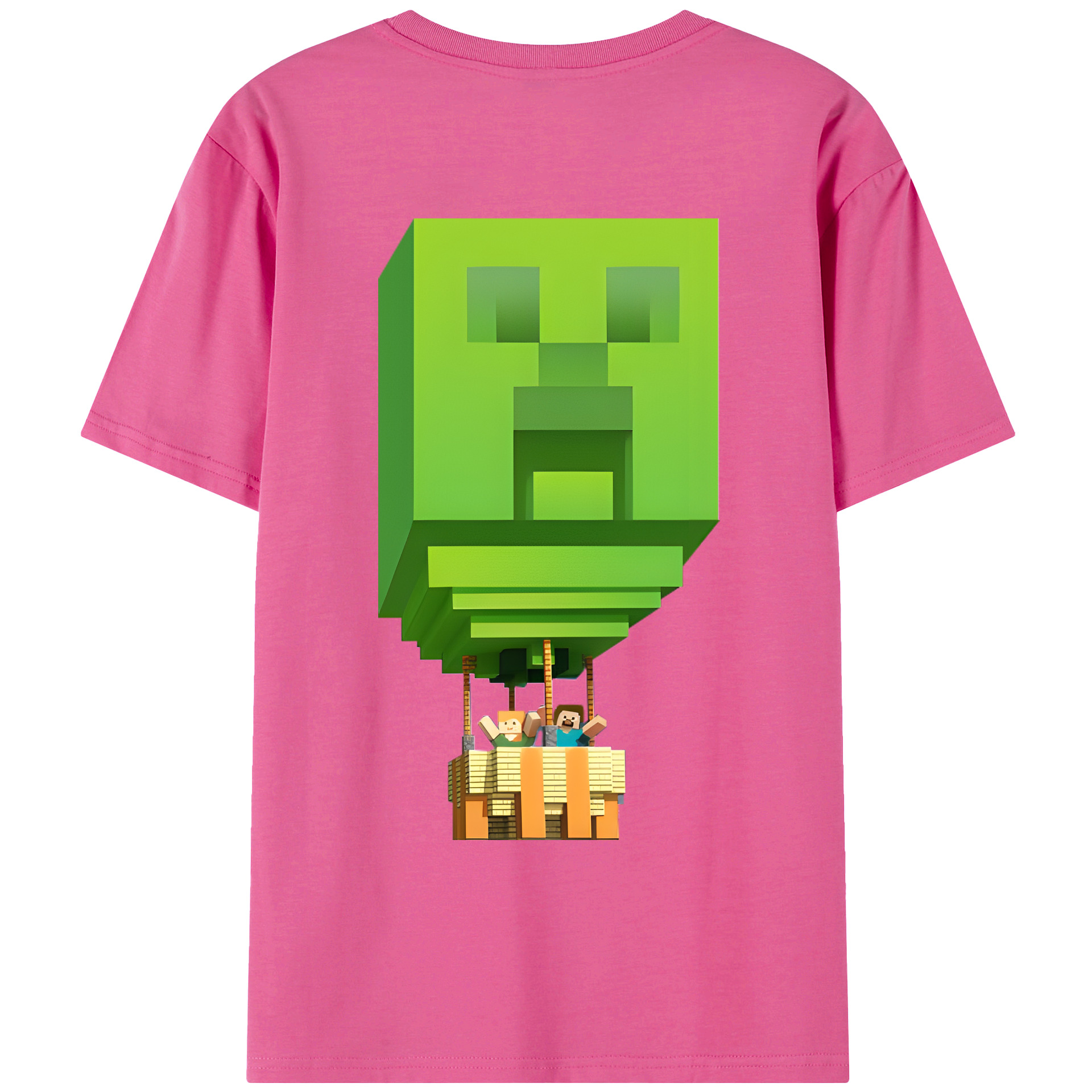 （画像用） マインクラフト ブロックの世界 Minecraft MC Block world レディース半袖Tシャツ(バックプリント)