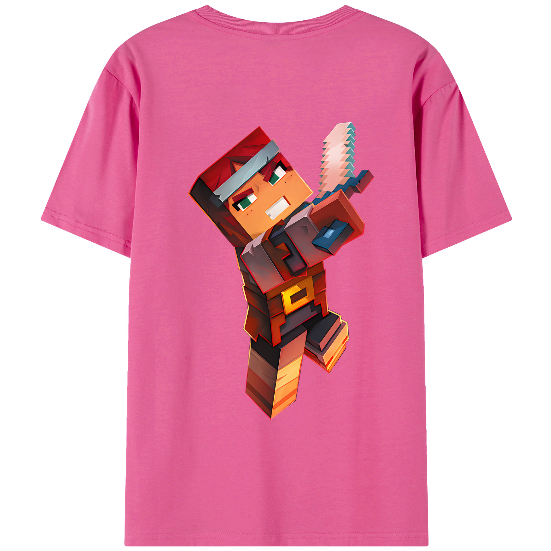 （画像用） マインクラフト ブロックの世界 Minecraft MC Block world レディース半袖Tシャツ(バックプリント)