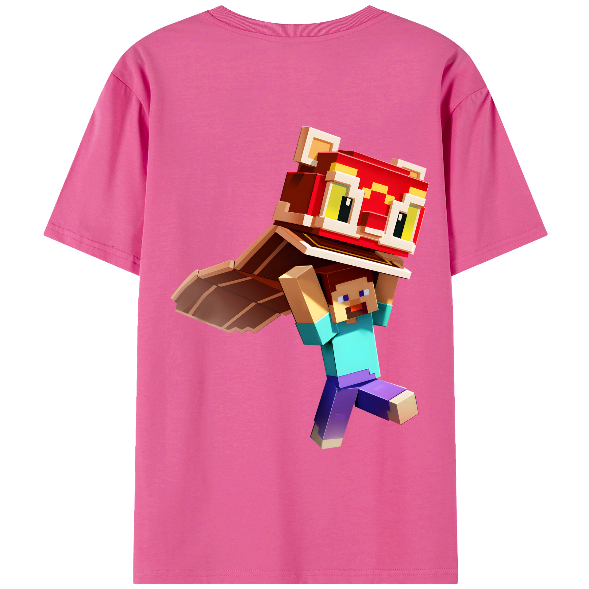 （画像用） マインクラフト ブロックの世界 Minecraft MC Block world レディース半袖Tシャツ(バックプリント)