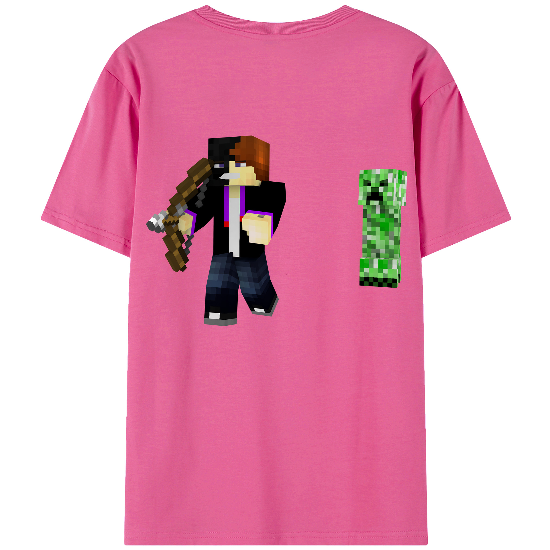 （画像用） マインクラフト ブロックの世界 Minecraft MC Block world レディース半袖Tシャツ(バックプリント)