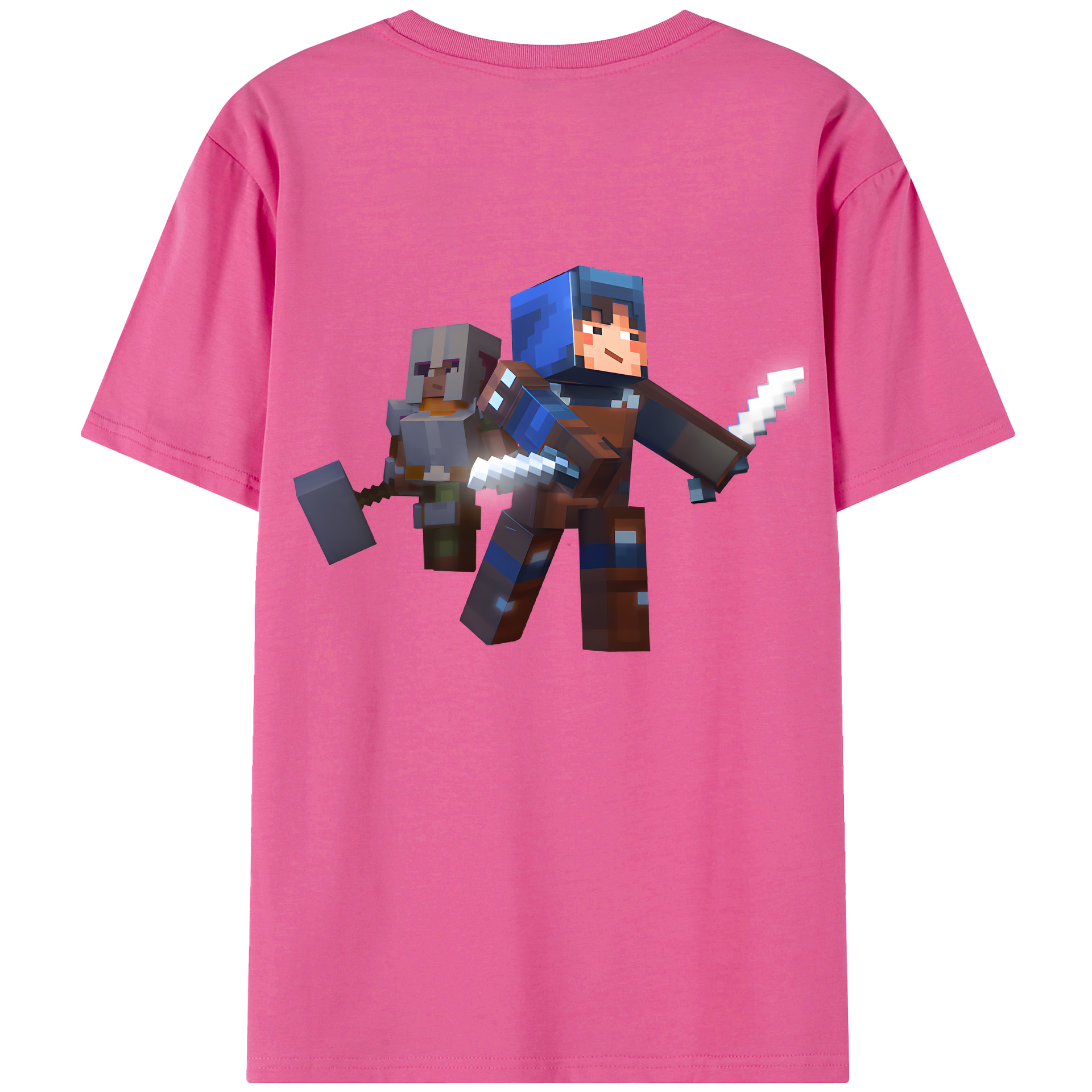 （画像用） マインクラフト ブロックの世界 Minecraft MC Block world レディース半袖Tシャツ(バックプリント)