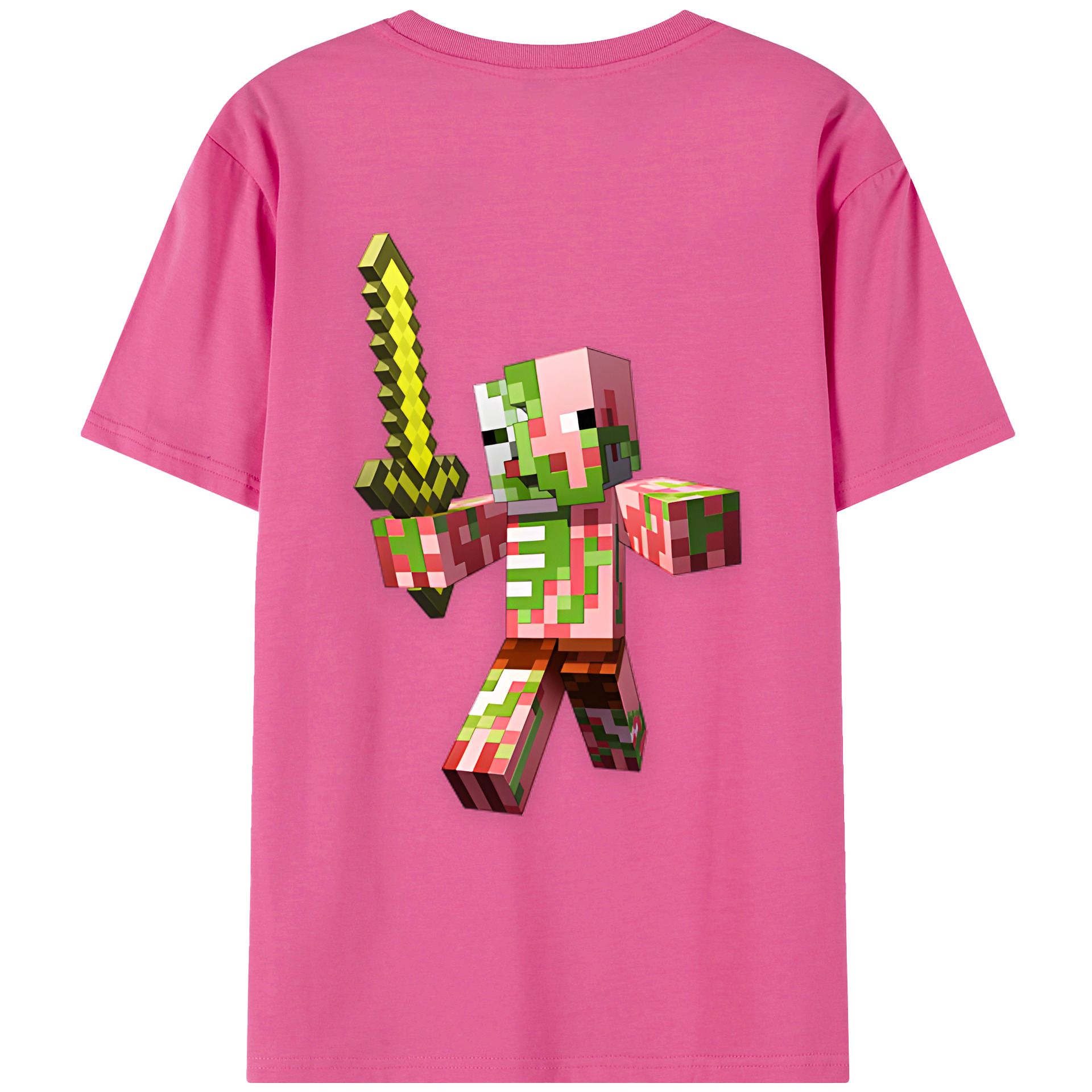 （画像用） マインクラフト ブロックの世界 Minecraft MC Block world レディース半袖Tシャツ(バックプリント)