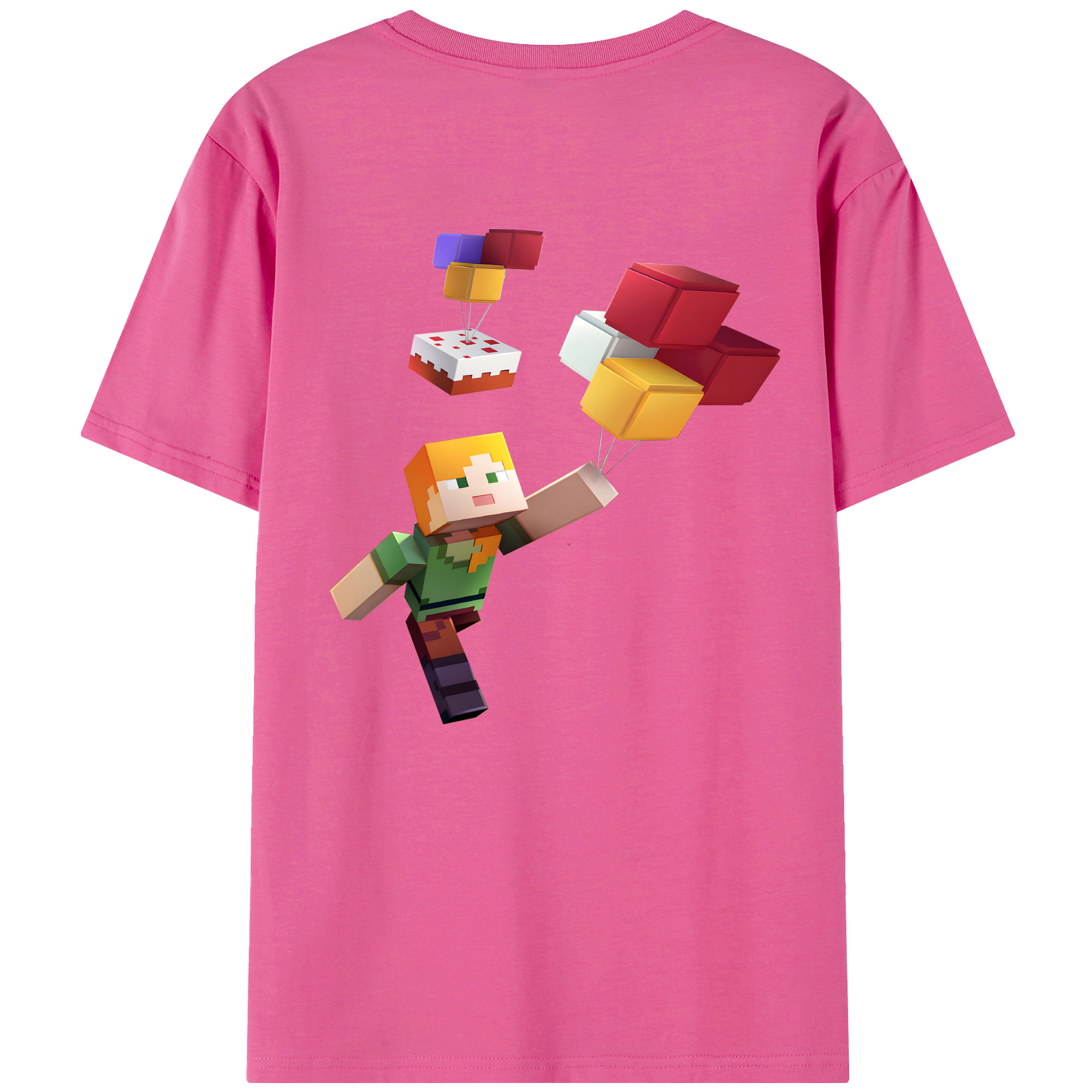 （画像用） マインクラフト ブロックの世界 Minecraft MC Block world レディース半袖Tシャツ(バックプリント)
