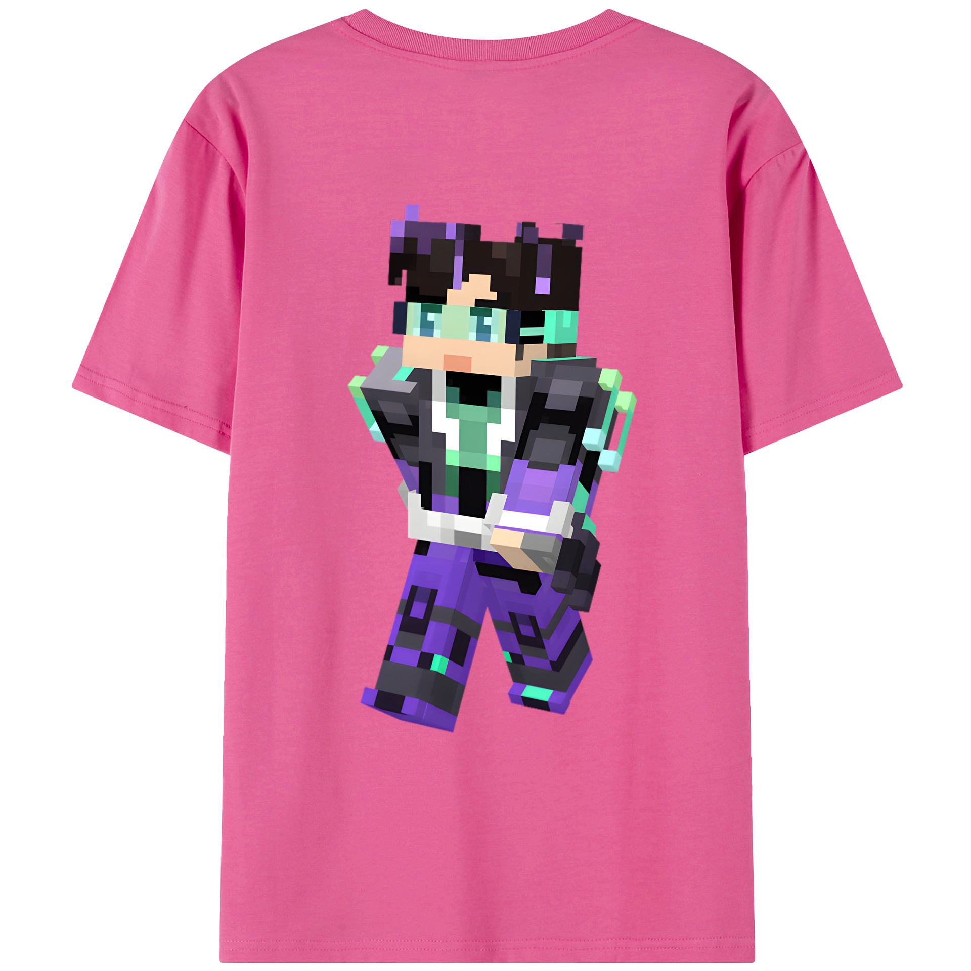 （画像用） マインクラフト ブロックの世界 Minecraft MC Block world レディース半袖Tシャツ(バックプリント)
