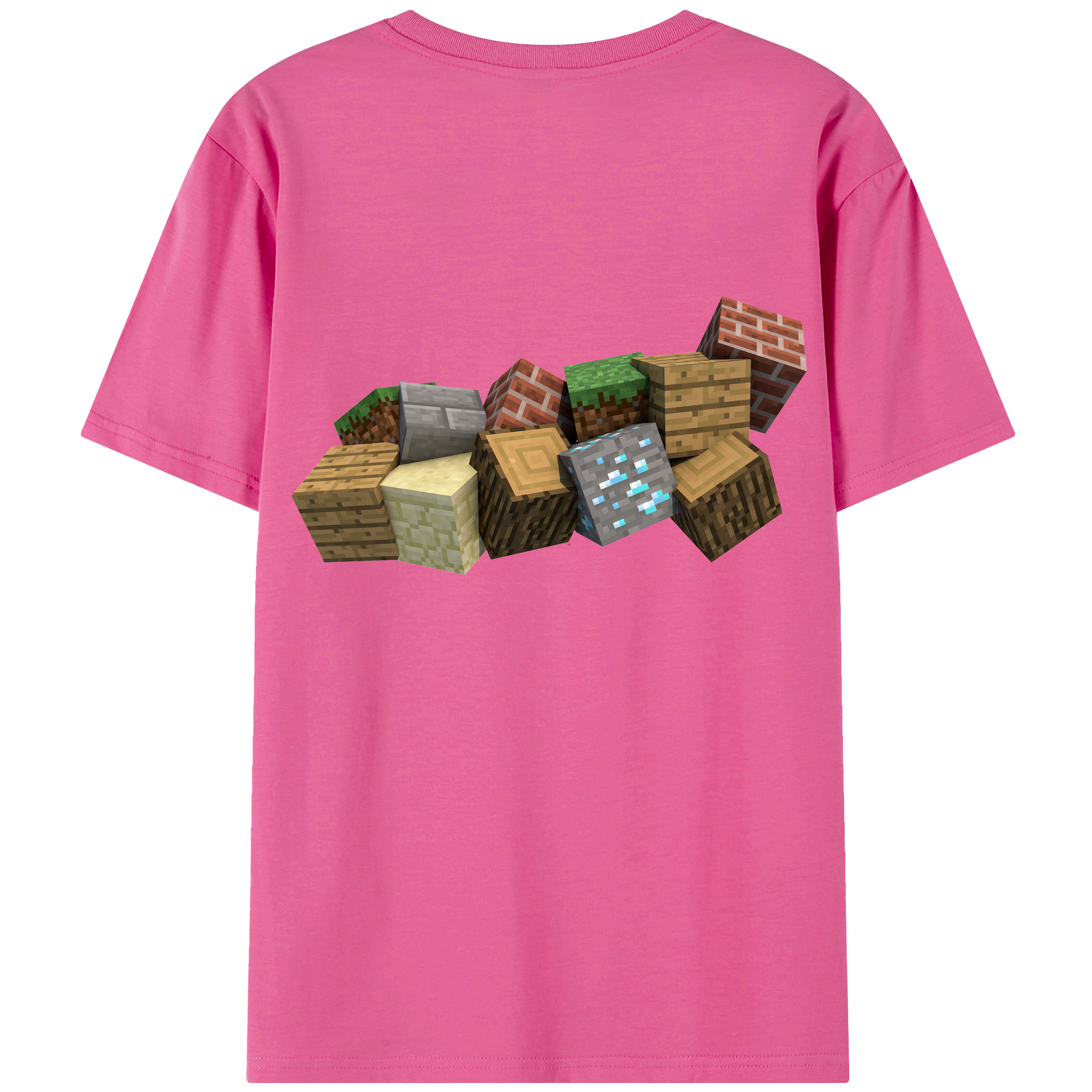 （画像用） マインクラフト ブロックの世界 Minecraft MC Block world レディース半袖Tシャツ(バックプリント)