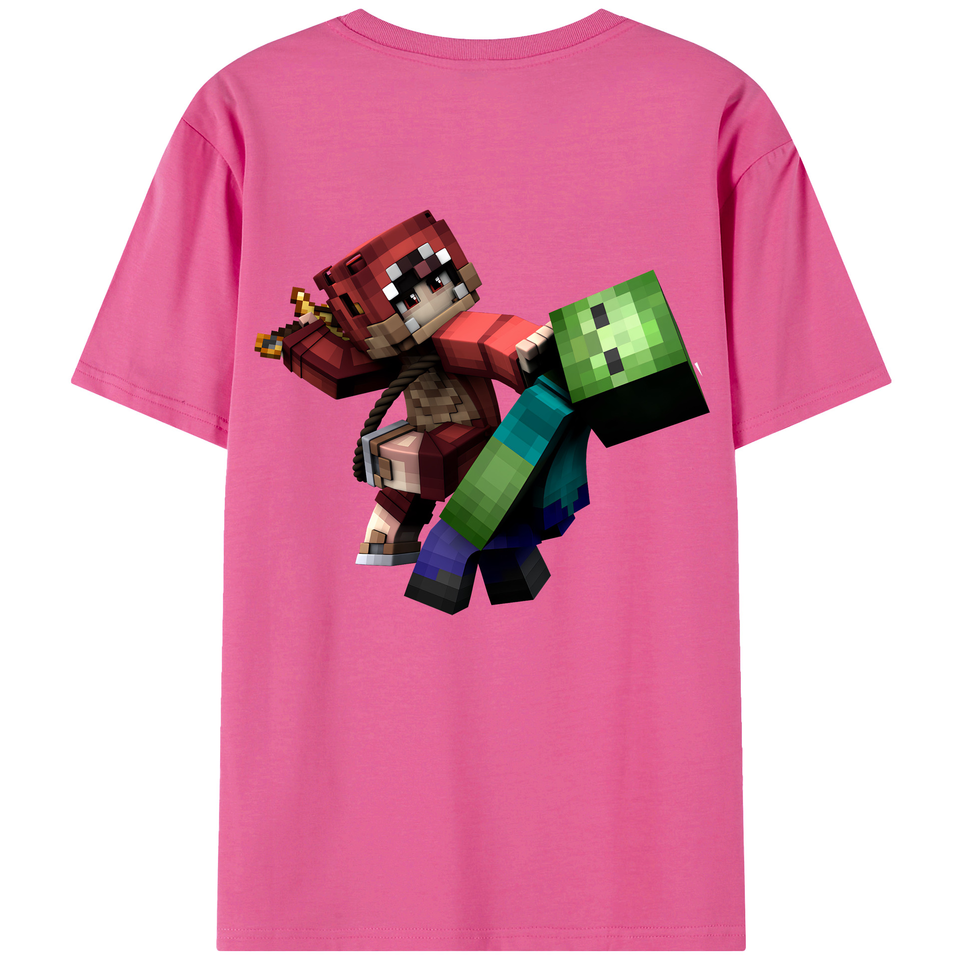 （画像用） マインクラフト ブロックの世界 Minecraft MC Block world レディース半袖Tシャツ(バックプリント)
