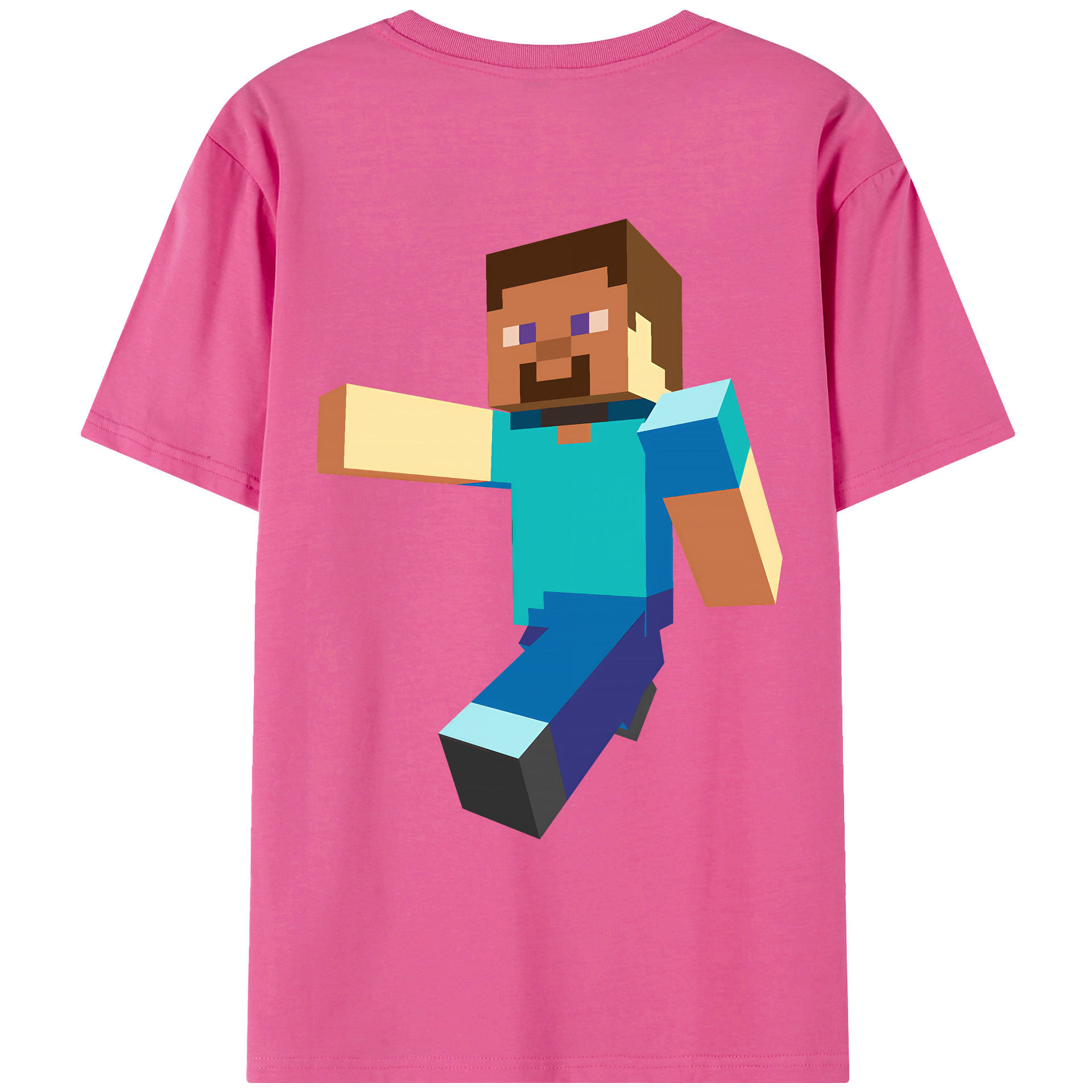 （画像用） マインクラフト ブロックの世界 Minecraft MC Block world レディース半袖Tシャツ(バックプリント)