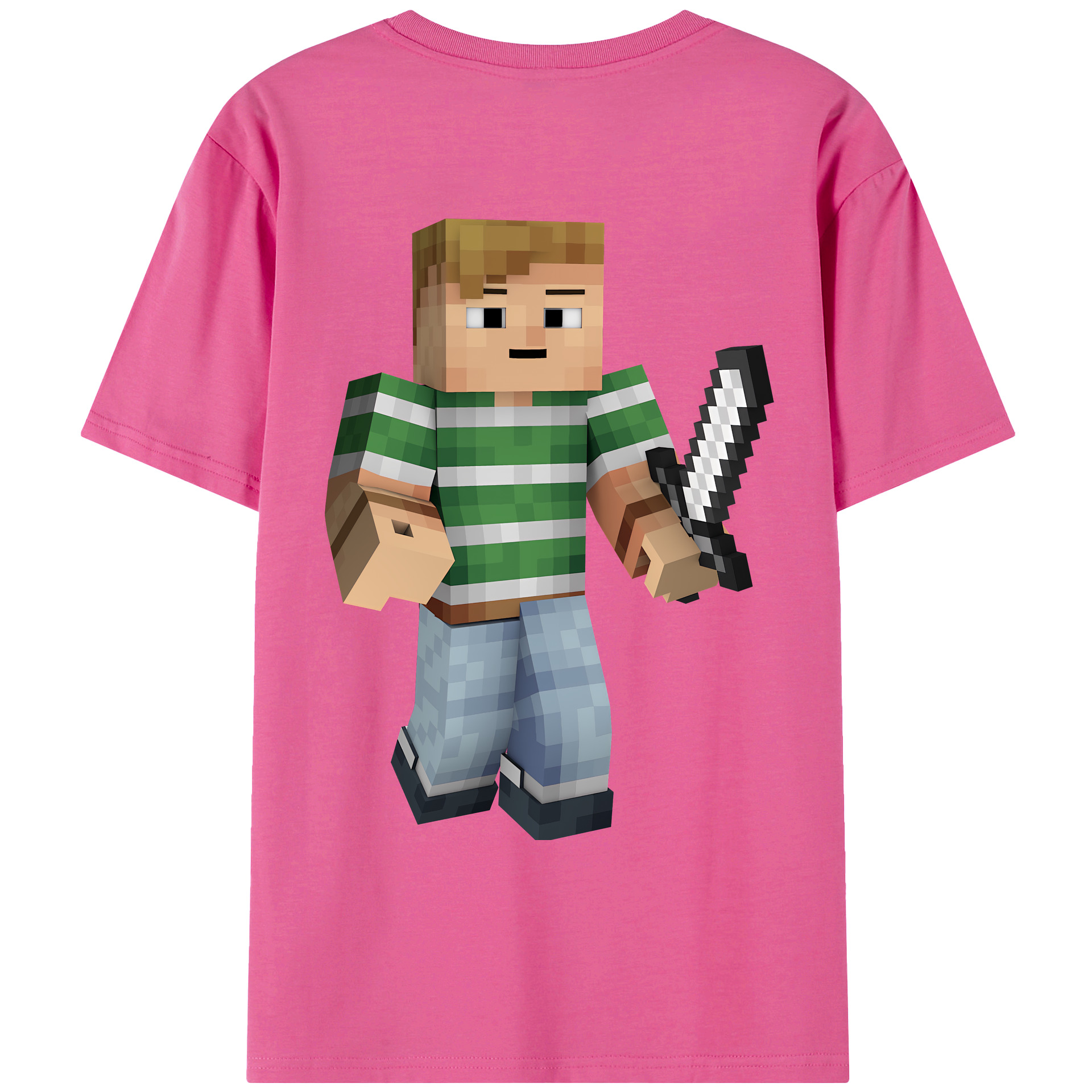 （画像用） マインクラフト ブロックの世界 Minecraft MC Block world レディース半袖Tシャツ(バックプリント)