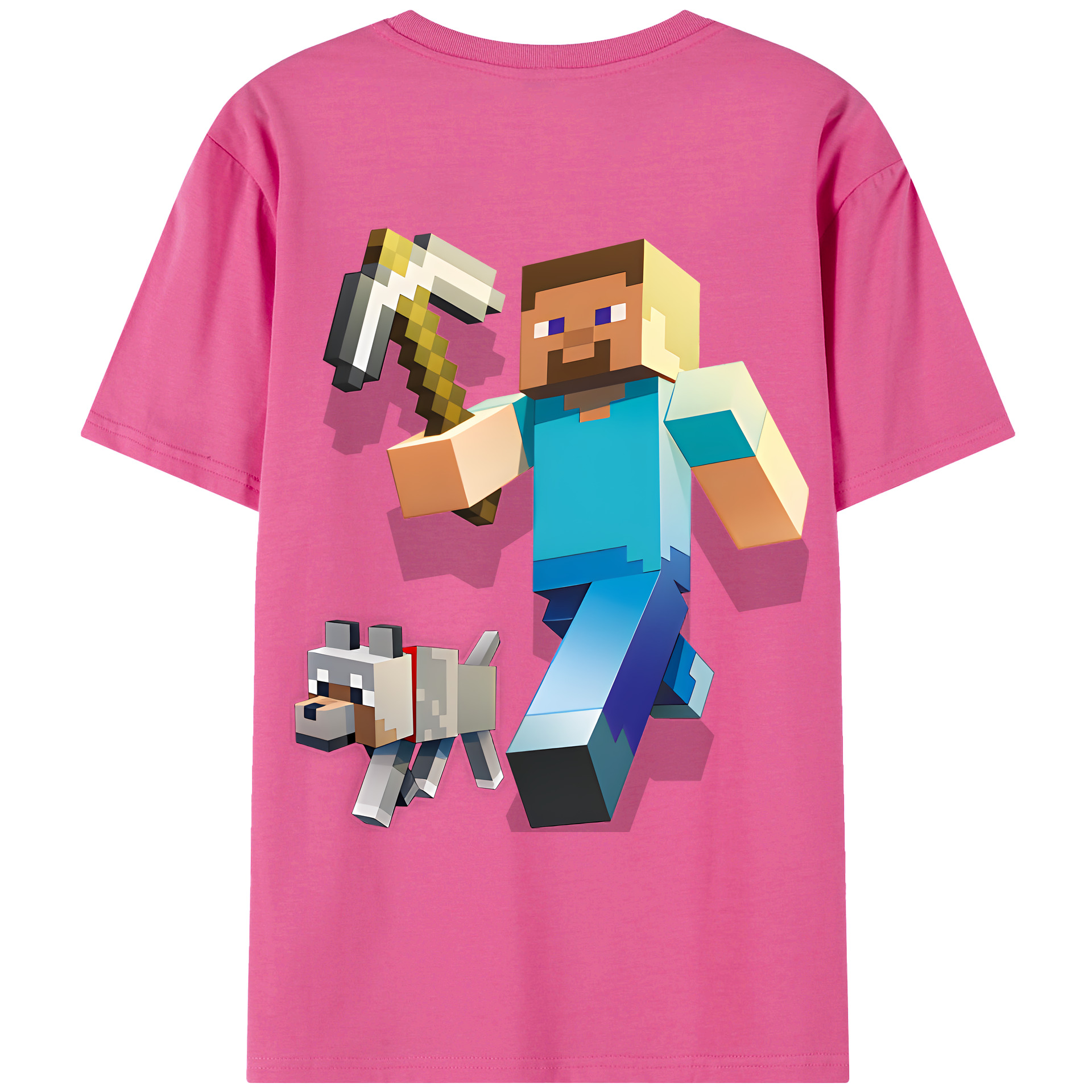 （画像用） マインクラフト ブロックの世界 Minecraft MC Block world レディース半袖Tシャツ(バックプリント)