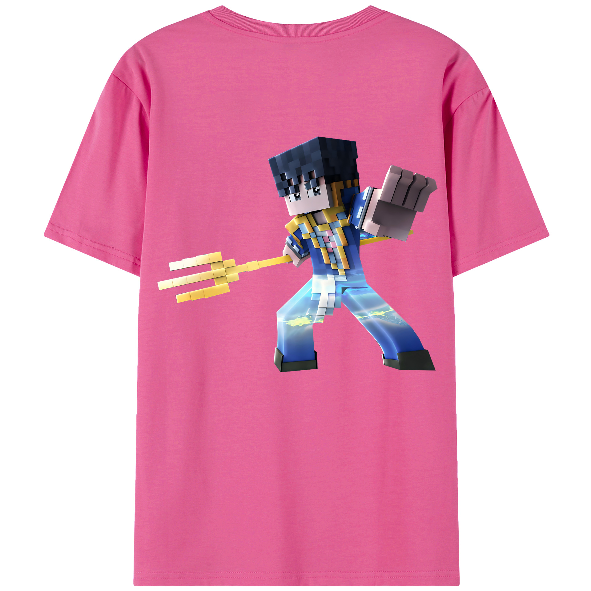 （画像用） マインクラフト ブロックの世界 Minecraft MC Block world レディース半袖Tシャツ(バックプリント)