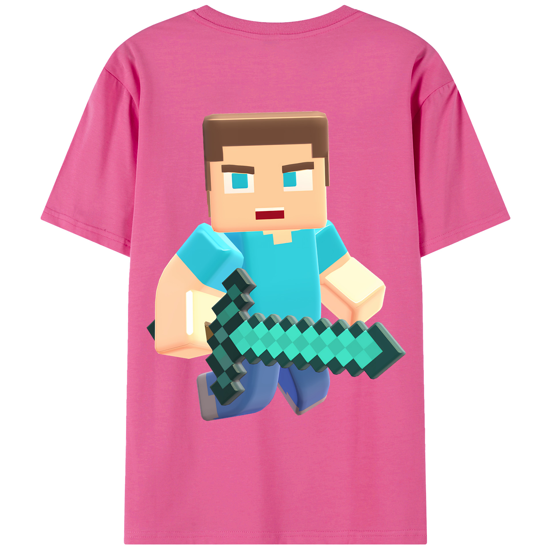 （画像用） マインクラフト ブロックの世界 Minecraft MC Block world レディース半袖Tシャツ(バックプリント)