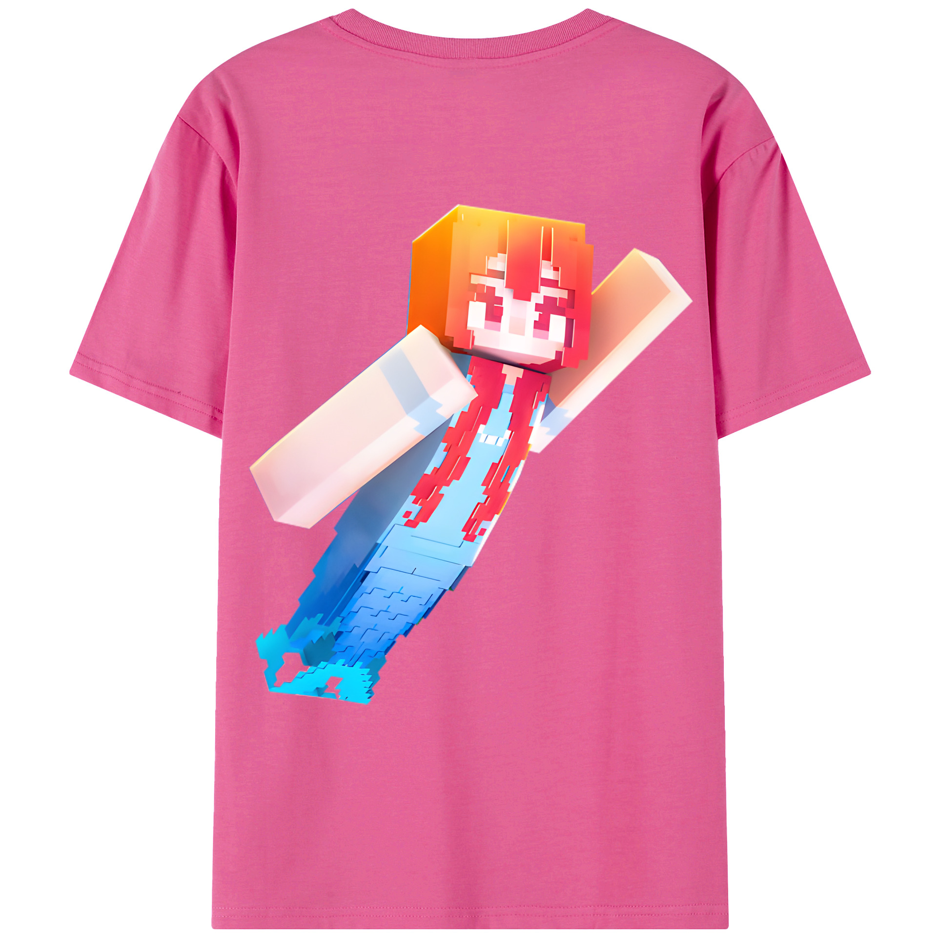 （画像用） マインクラフト ブロックの世界 Minecraft MC Block world レディース半袖Tシャツ(バックプリント)