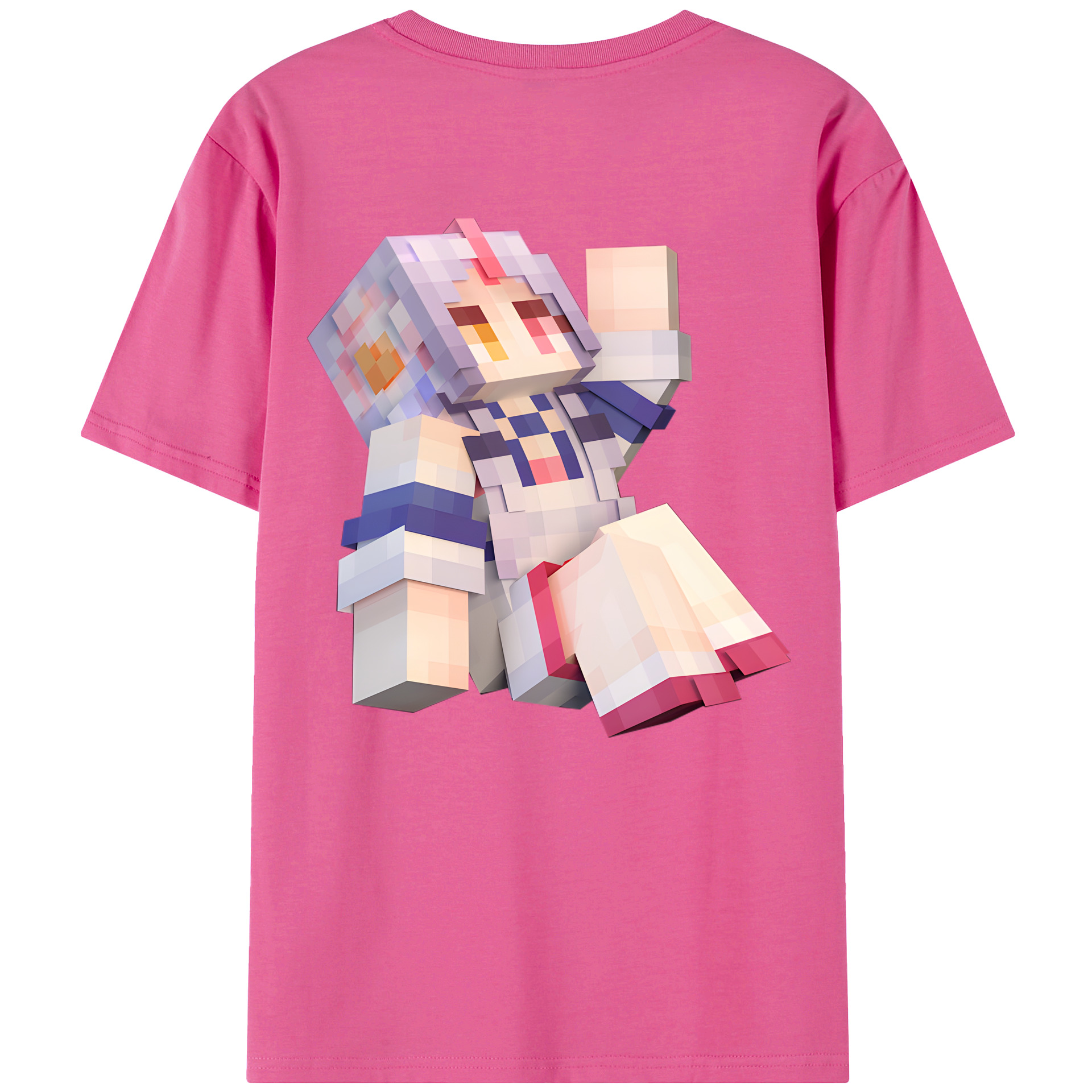 （画像用） マインクラフト ブロックの世界 Minecraft MC Block world レディース半袖Tシャツ(バックプリント)