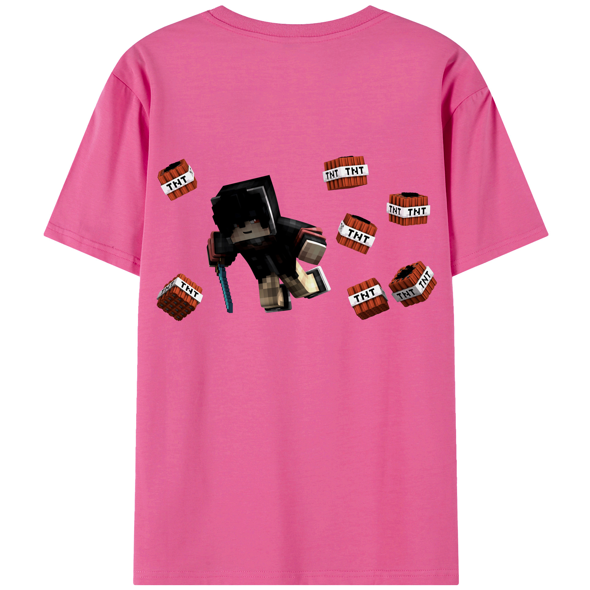 （画像用） マインクラフト ブロックの世界 Minecraft MC Block world レディース半袖Tシャツ(バックプリント)